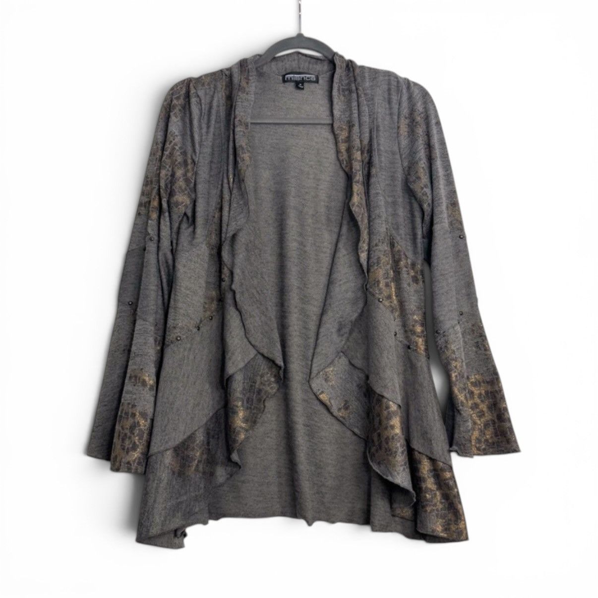 Other Vintage Mischa Leopard Print Gold Studded Ruffle Cardigan Size M / US 6-8 / IT 42-44 - 1 Thumbnail