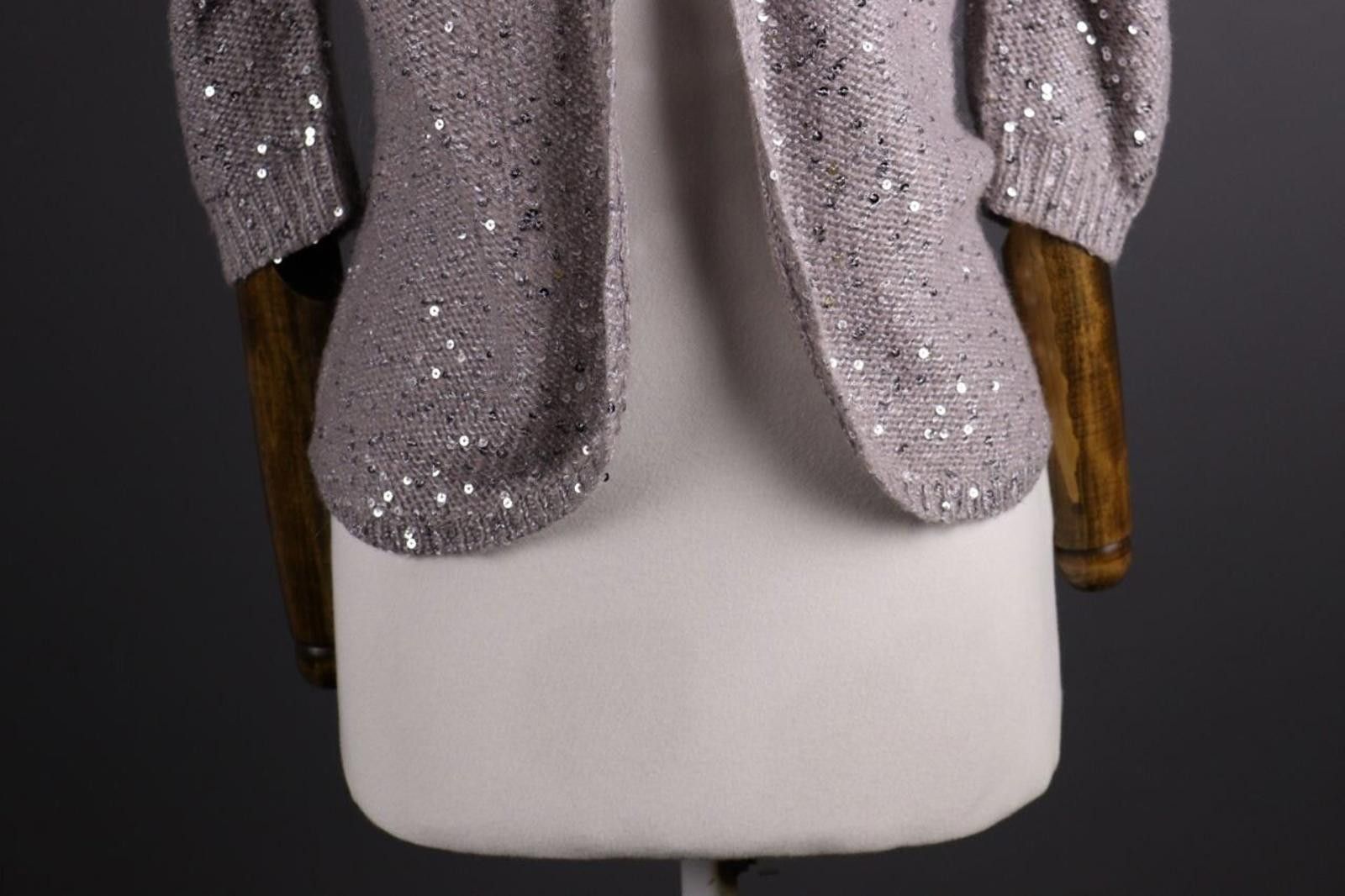 Kokaine Kookai Gray Mohair Wool Sequin Cardigan Sweater Size 1 / S Size M / US 6-8 / IT 42-44 - 4 Thumbnail