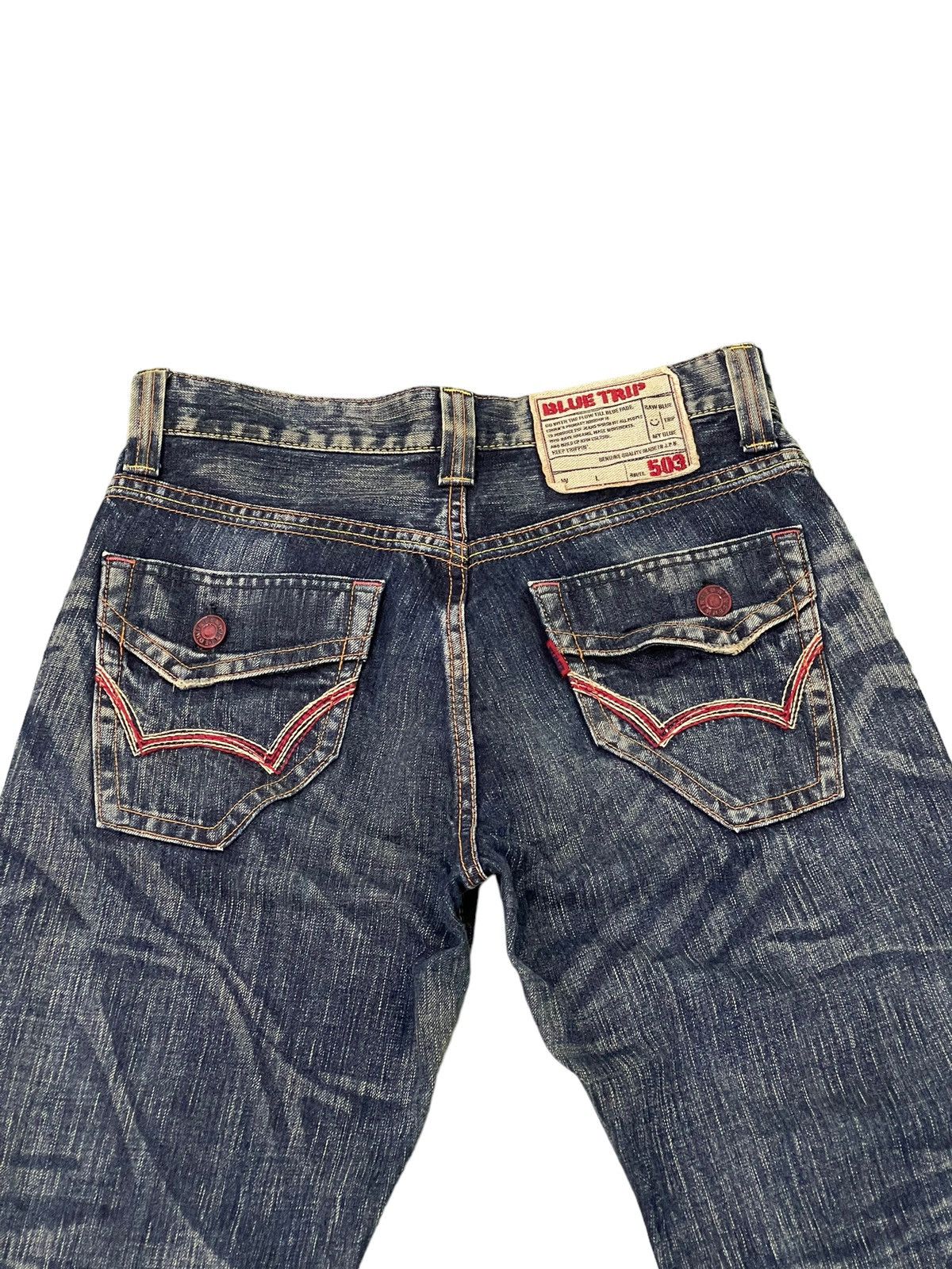 Edwin Flare Jeans Edwin Japan Faded Distress Boot Cut 6🟦8 Size US 31 - 19 Thumbnail