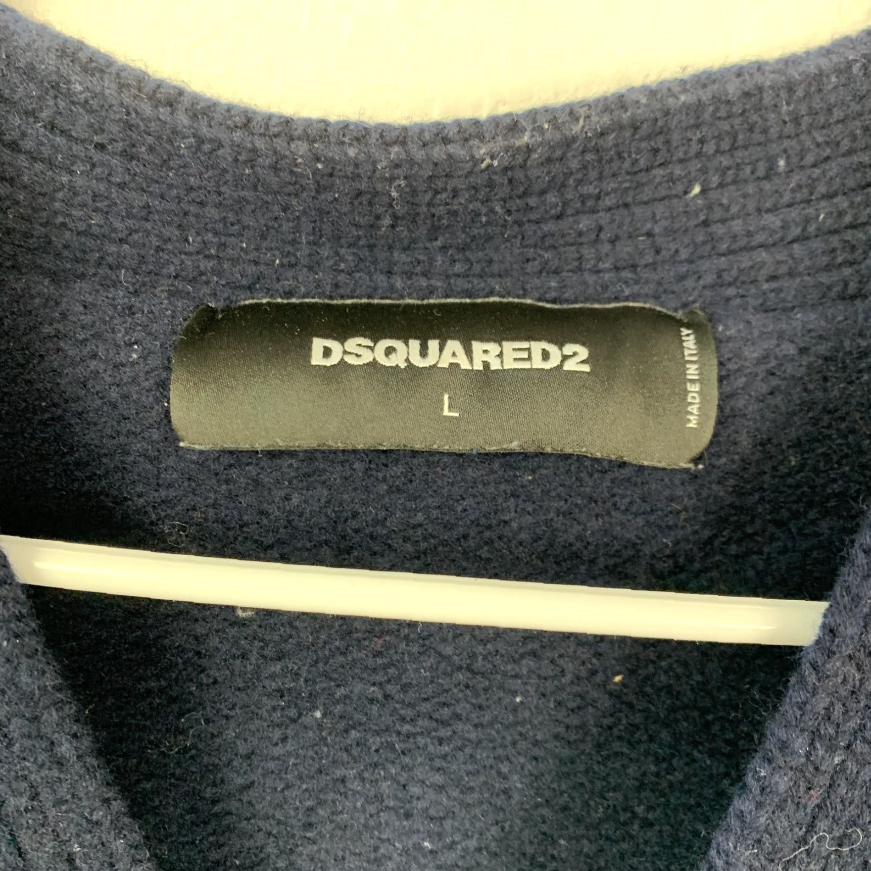 Dsquared2 Dsquared2 Men's Navy Blue V-Neck Wool Cardigan Sweater L Size US L / EU 52-54 / 3 - 5 Thumbnail