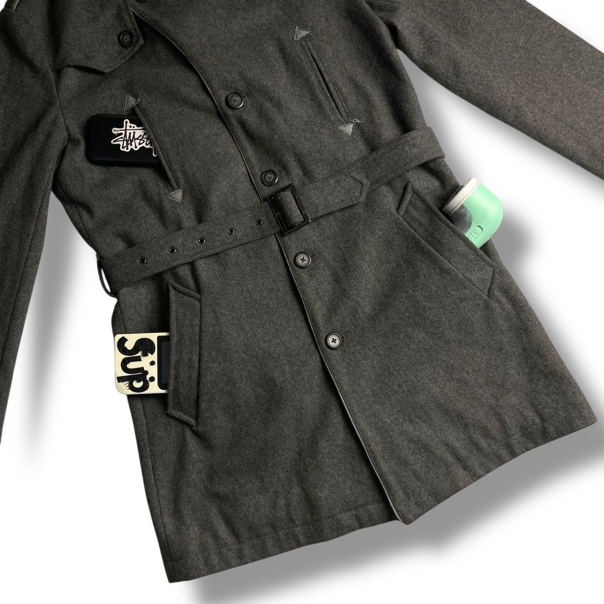 If Six Was Nine 🇯🇵 SEMANTIC DESIGN PUNK AVANT GARDE BELTED WOOL TRENCH COAT Size US L / EU 52-54 / 3 - 5 Thumbnail