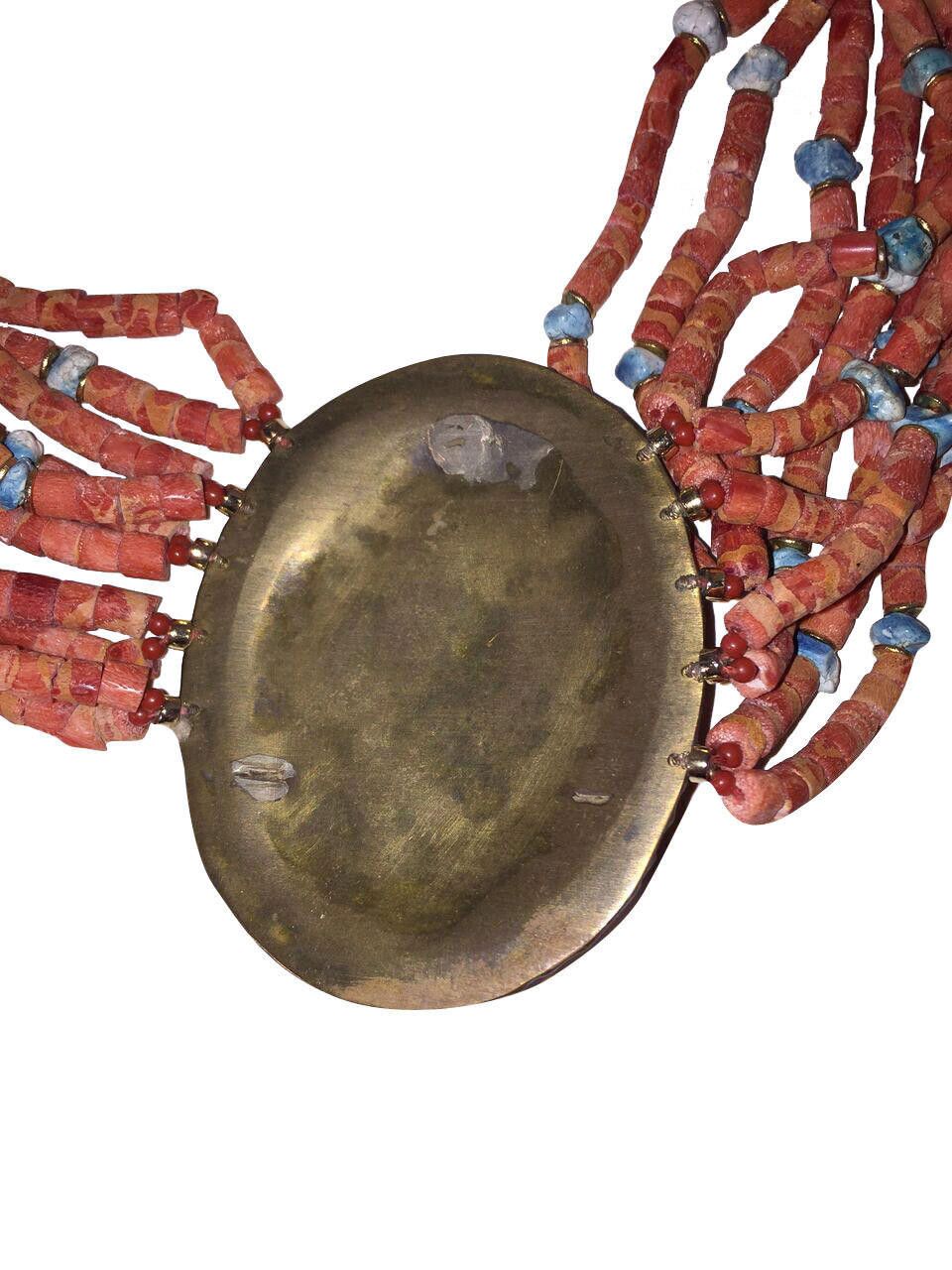 Designer Sponge Red Coral Bead Turquoise Nugget Buckle Necklace Size ONE SIZE - 5 Thumbnail