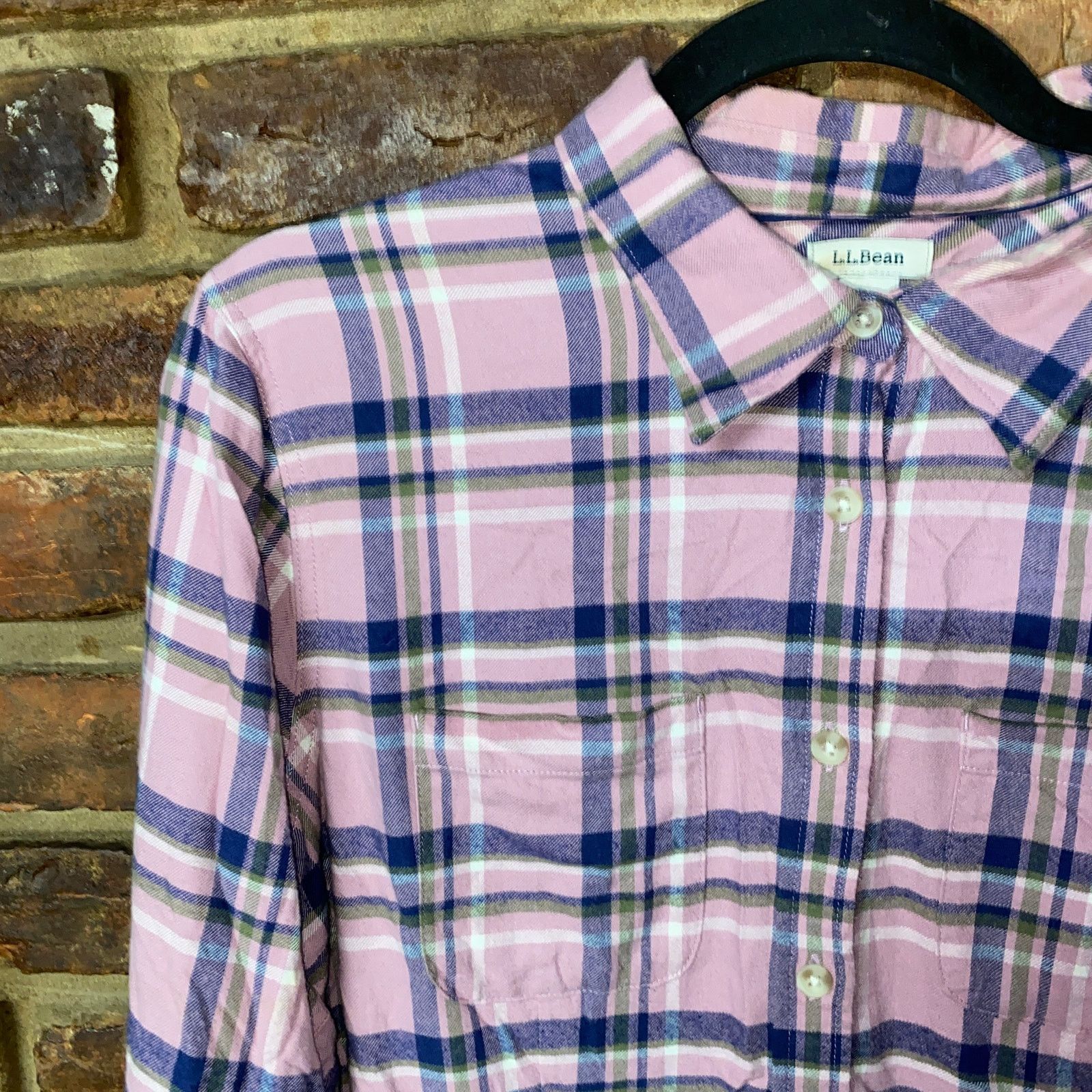 L.L. Bean L.L. Bean Pink Plaid Flannel Button Down Crop Top Medium Size M / US 6-8 / IT 42-44 - 2 Thumbnail