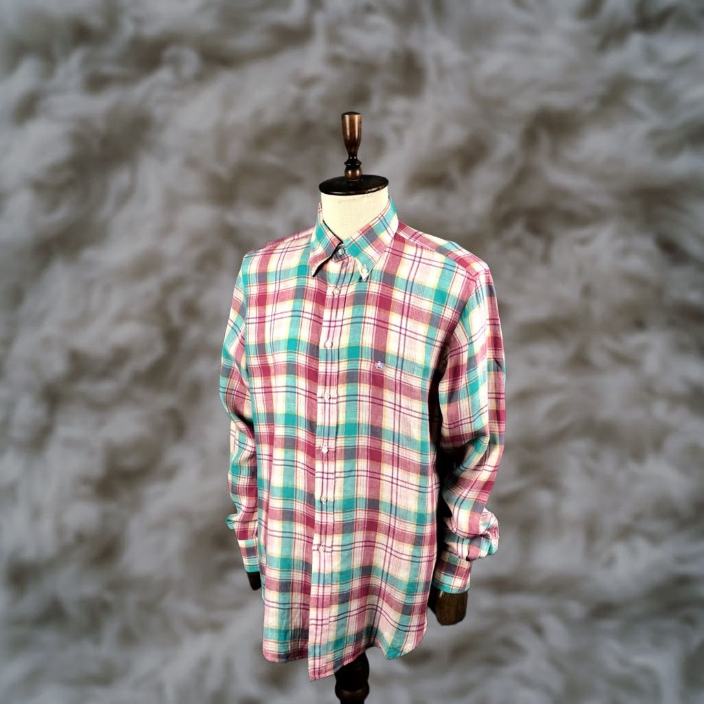 Etro ETRO Men's Long Sleeve Shirt Multicolor Linen Check Size 44 Casual Button-Up Size US XXL / EU 58 / 5 - 1 Thumbnail