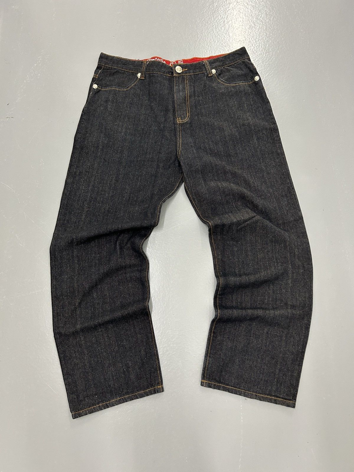 Crazy vintage y2k affliction style baggy wing cross jeans
