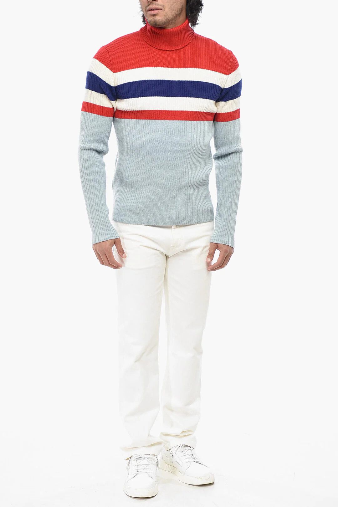 Gucci og1mm0426 Wool & Cotton Turtleneck Ribbed Sweater Multicolor Size US M / EU 48-50 / 2 - 4 Thumbnail
