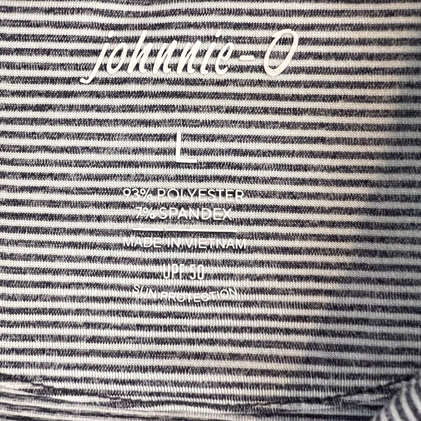 johnnie-O johnnie-O Polo Shirt Mens L Gray-Blue Striped Performance Golf UPF 50 Shirt Golf, Walking, Beach Mens Size US L / EU 52-54 / 3 - 3 Thumbnail