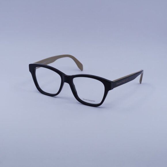 Alexander McQueen Alexander McQueen AM0306O 004 Eyeglasses Black/Brown 52mm Size ONE SIZE - 4 Thumbnail