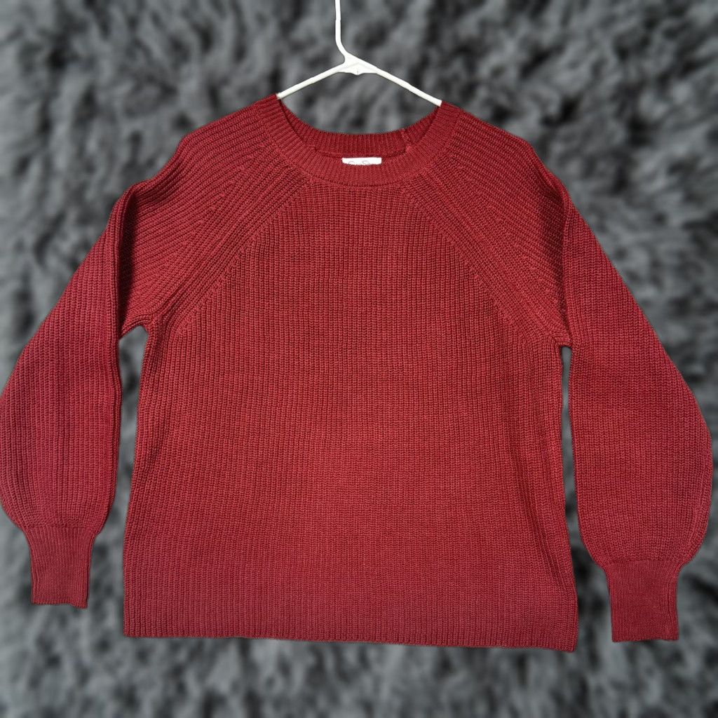 Jessica Simpson JESSICA SIMPSON Sweater L Red Wine Crew Neck Knit Raglan Long Sleeve Womens Casual Fall Winter Size L / US 10 / IT 46 - 1 Thumbnail