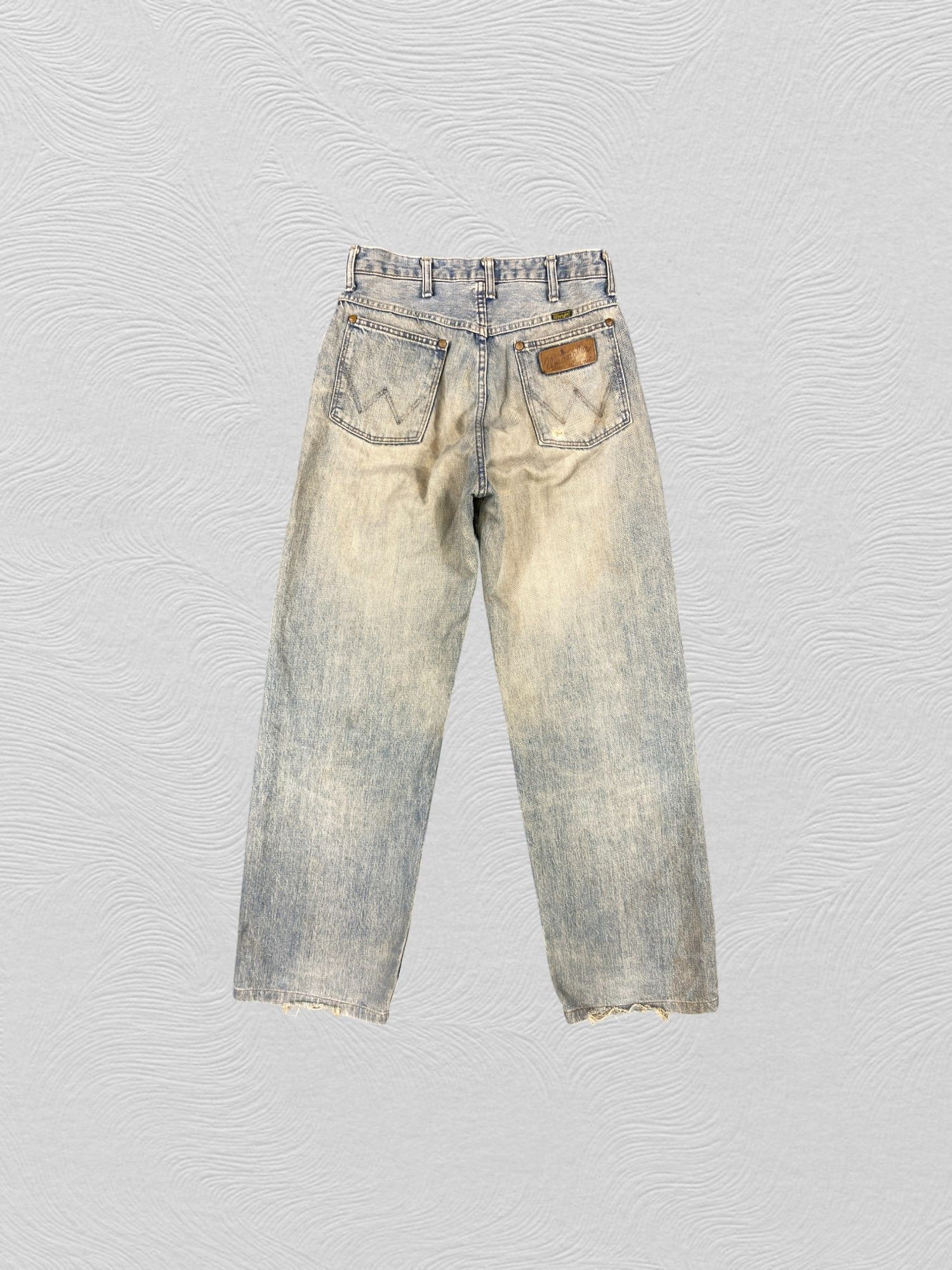 Japanese Brand Redline Dirty Used Blue Vintage Wrangler 28x30 Denim -JN1323 Size US 28 / EU 44 - 2 Thumbnail