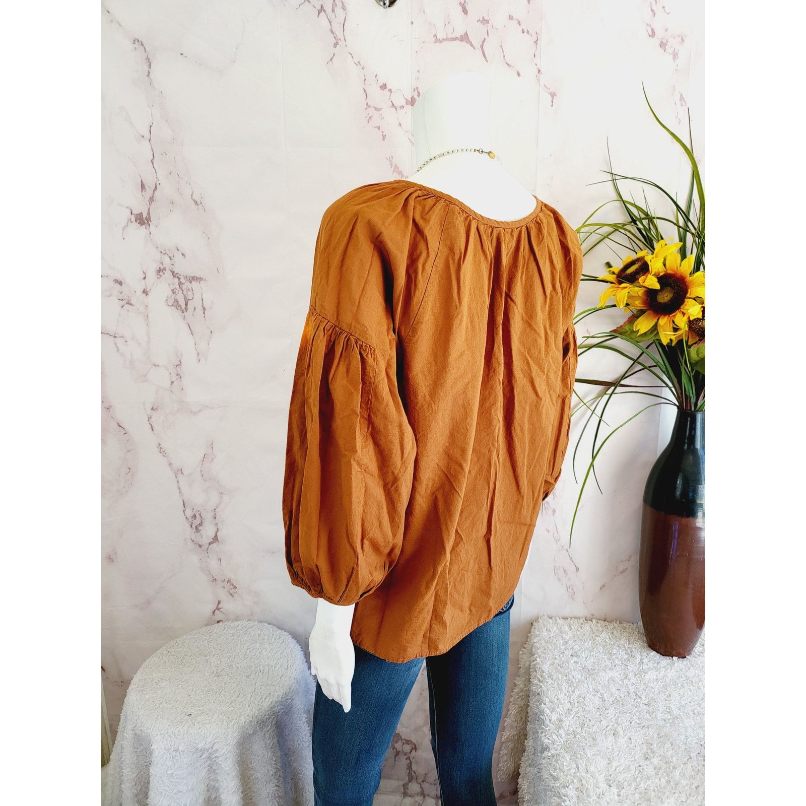 Michael Stars Michael Stars Alexa Balloon Sleeve Blouse - Orange - M Size M / US 6-8 / IT 42-44 - 3 Thumbnail