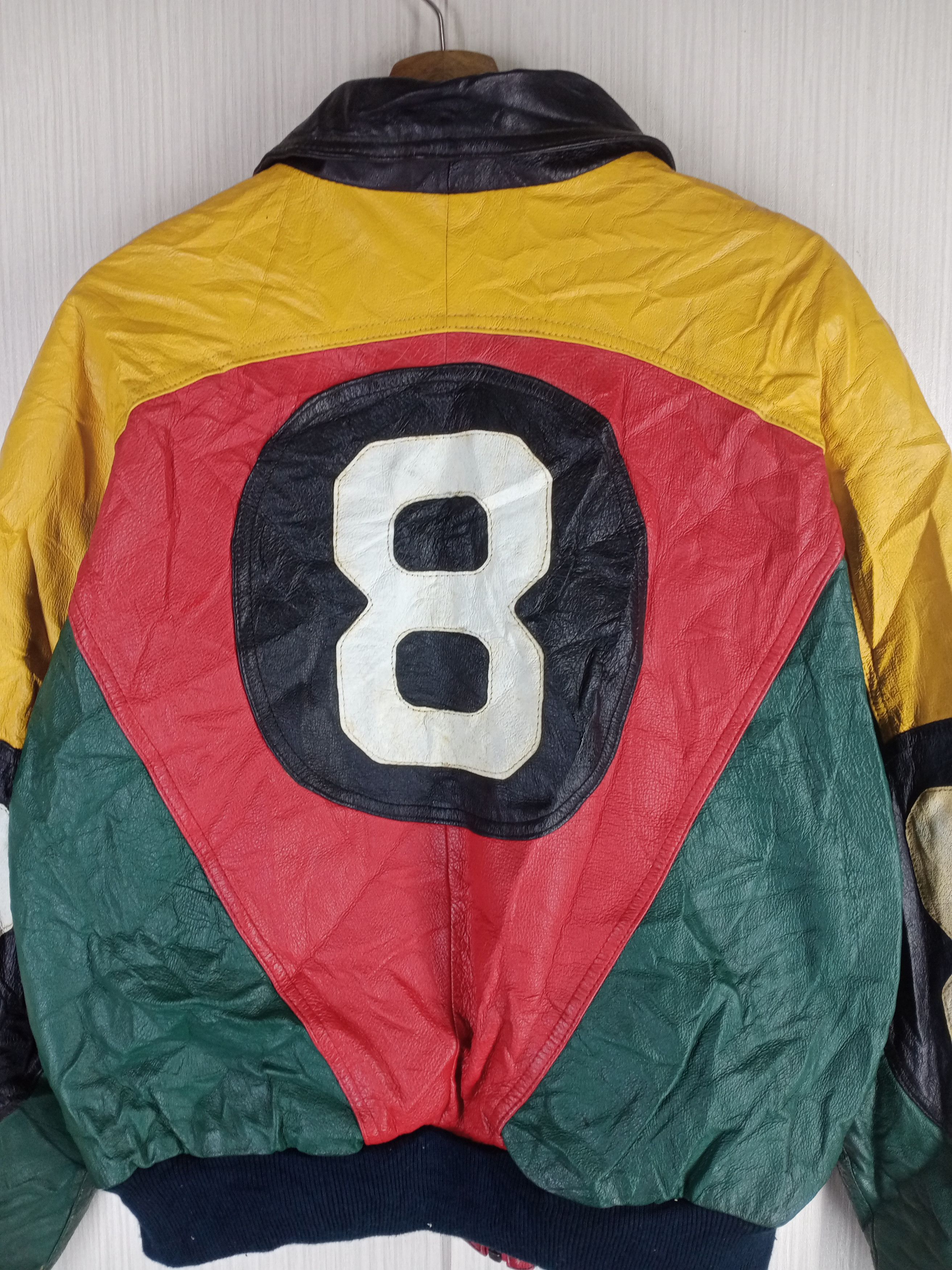 Japanese Brand RARE VINTAGE HARAJAKU MOTHER TRICOLOUR 8 BALL LEATHER JACKET Size US L / EU 52-54 / 3 - 2 Thumbnail