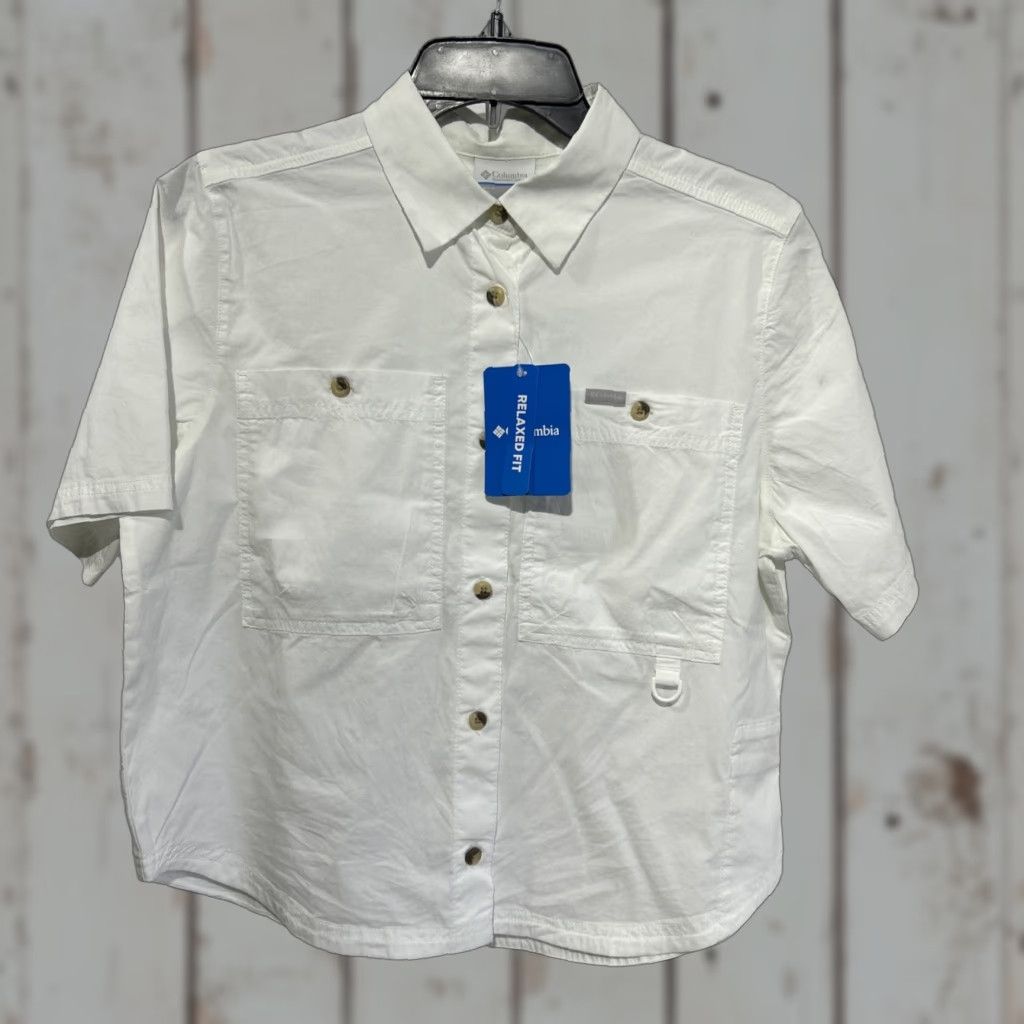 Vintage Columbia Shirt Womens Size S White Brea Falls Woven Short Sleeve Button Up Shirt Size S / US 4 / IT 40 - 1 Thumbnail