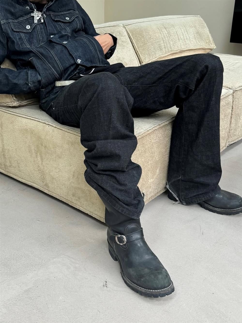 Japanese Brand Indigo Blue Wide Straight Leg Selvedge Raw Denim Jeans Size US 30 / EU 46 - 3 Thumbnail