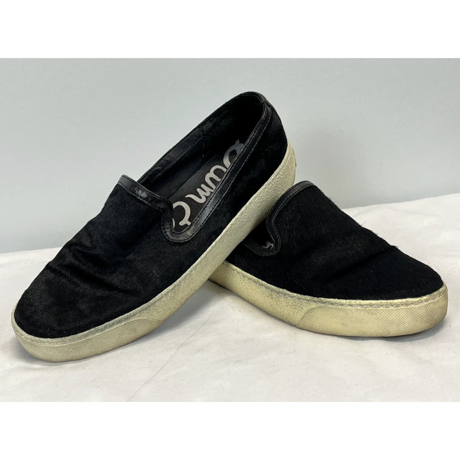 Sam Edelman Sam Edelman Becker Leather Trimmed Calf Hair Slip-On Sneakers Sz 7.5 Black Womens Sl ip-On Flat Size US 7.5 / IT 37.5 - 2 Thumbnail