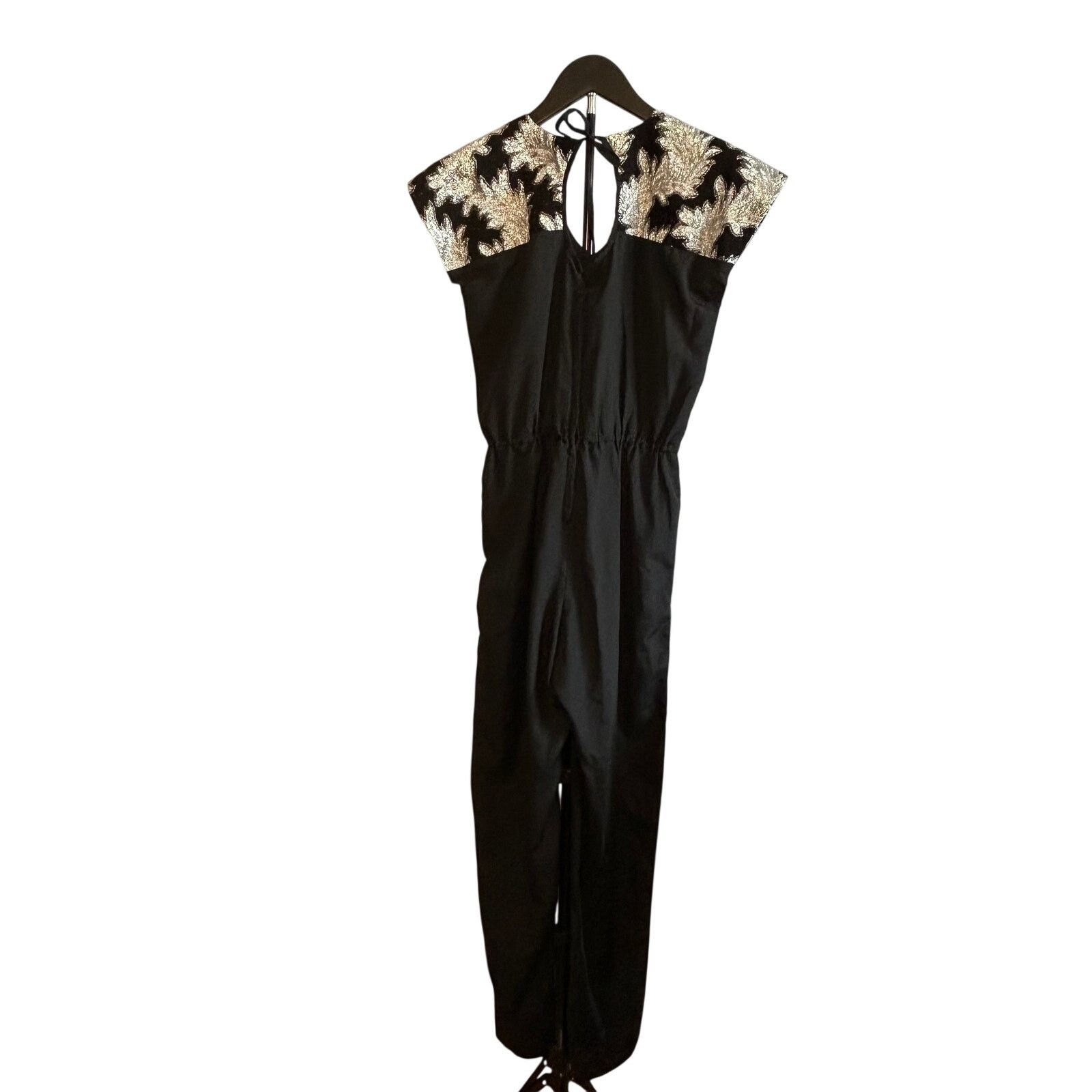 Other VTG Silver Black Metallic Brocade Jumpsuit Matching Jacket Size 28" / US 6 / IT 42 - 11 Thumbnail