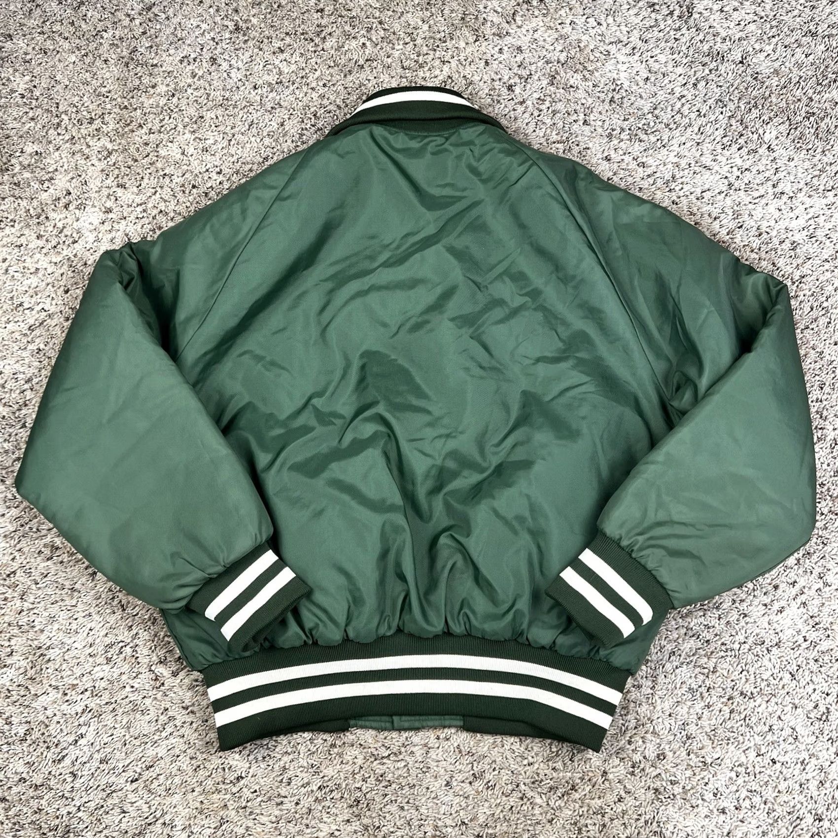 Holloway VINTAGE Holloway Jacket Bomber Nylon Green 90s Piping Snap Button XL Mens Size US XL / EU 56 / 4 - 3 Thumbnail