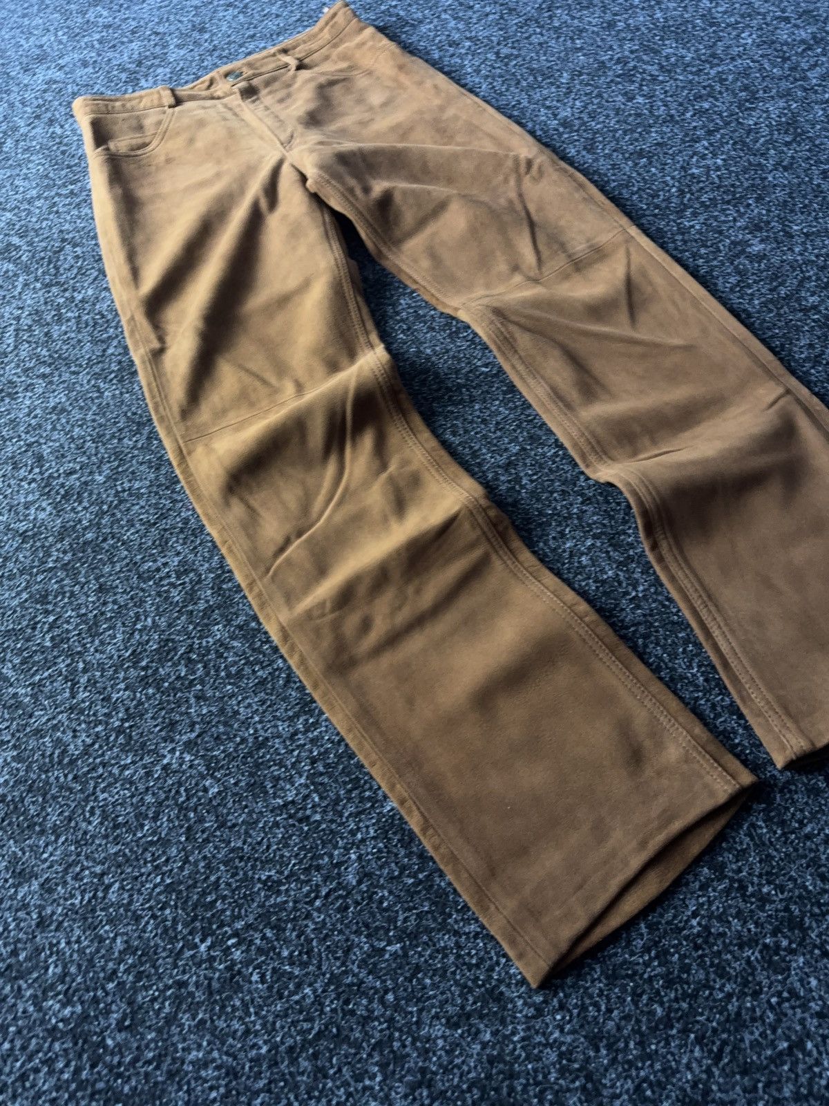 Leather Vintage Faux Suede Brown Pants 90s Western Style Italy Size 30" / US 8 / IT 44 - 2 Thumbnail