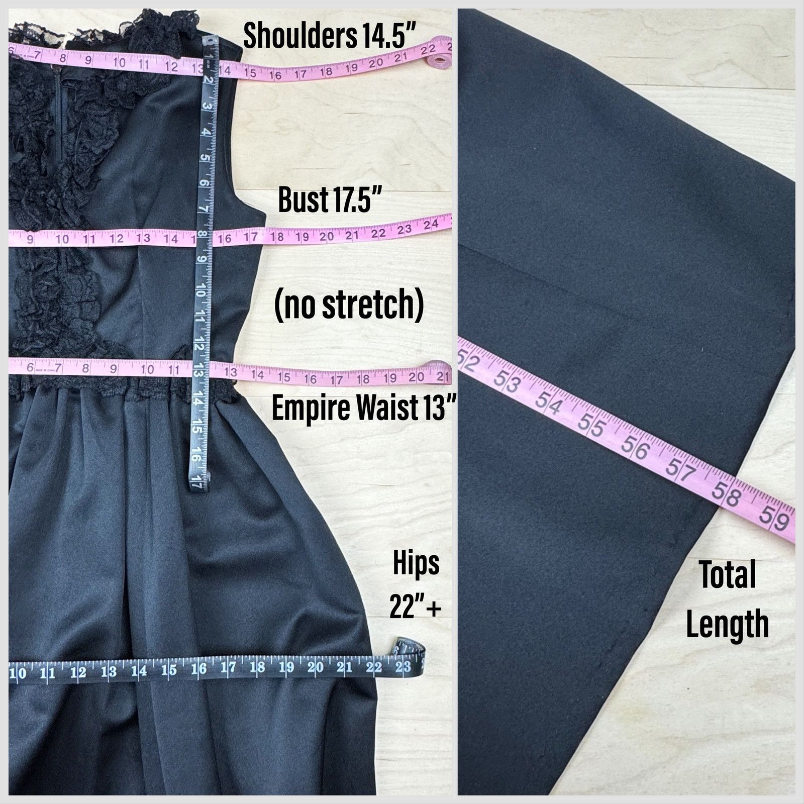 Vintage Vintage 1970s Black Sleeveless Ruffle Lace Satin Ball Gown Size XS / US 0-2 / IT 36-38 - 5 Thumbnail