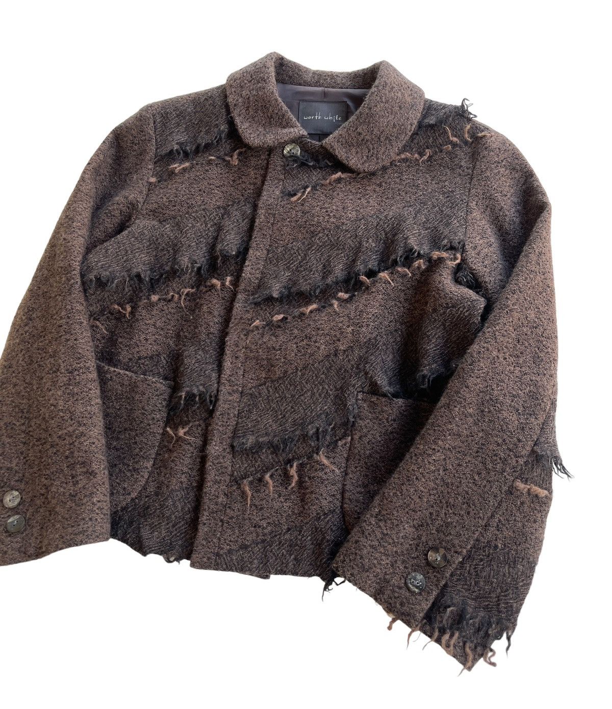 Japanese Brand 90s Worth While Reconstructed Fringles Cropped Jacket Size M / US 6-8 / IT 42-44 - 1 Thumbnail