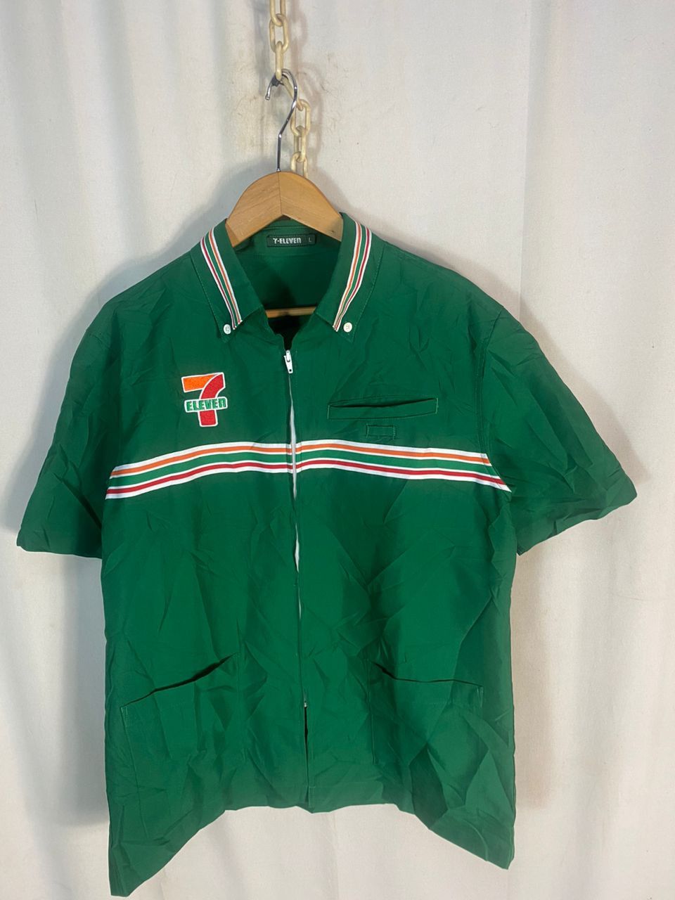 Japanese Brand Vintage 7-eleven spellout uniform zipper shirt Size US L / EU 52-54 / 3 - 5 Thumbnail