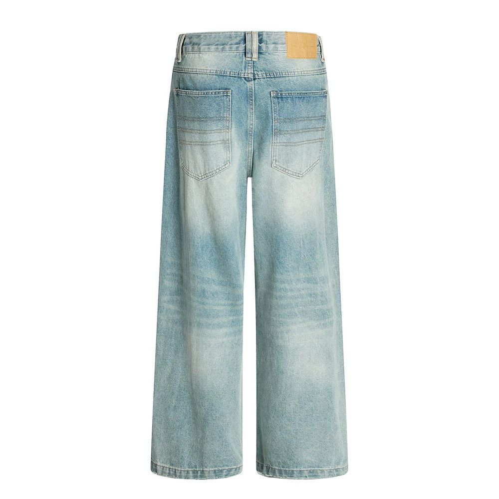 Jean Men's punk retro washed gradient distressed washed jeans Size US 32 / EU 48 - 2 Thumbnail