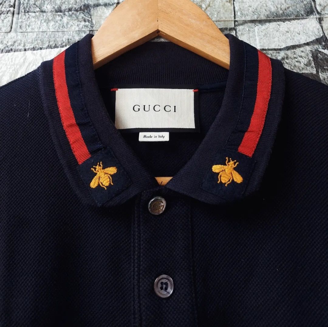 Gucci GUCCI Bee Collar Polo Shirt Size US M / EU 48-50 / 2 - 5 Thumbnail