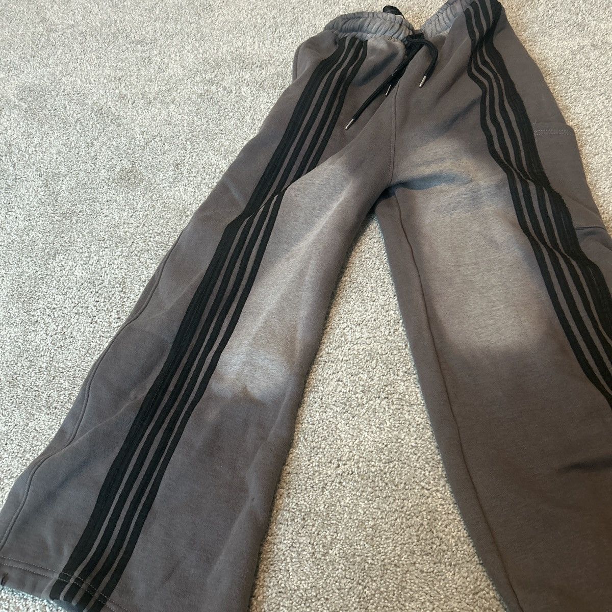 Other Grey and Black Striped Wide Leg Sweatpants Size US 33 - 3 Thumbnail