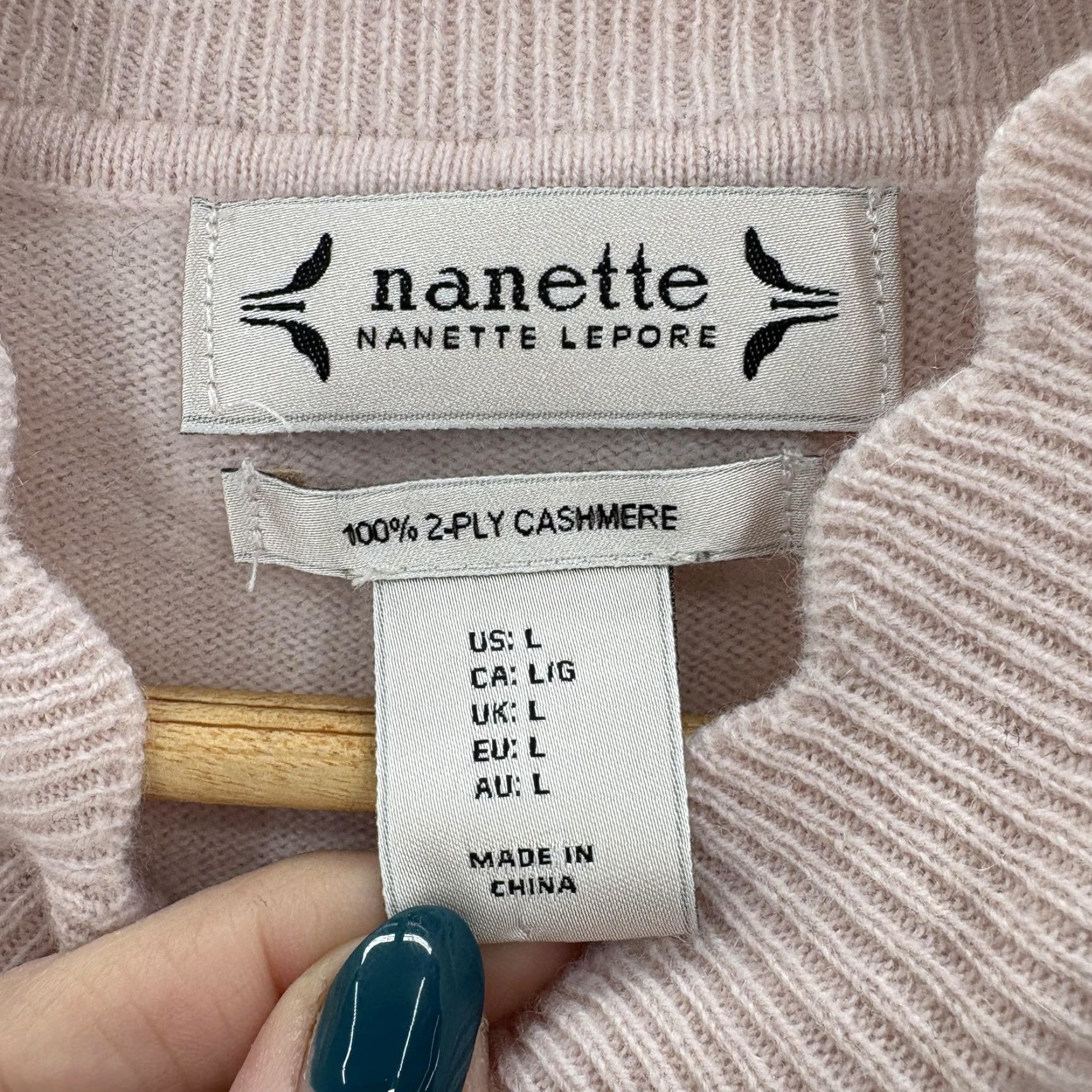 Nanette Lepore Nanette Lepore Sweater Womens Large Pink 100% Cashmere Mock Neck Ruffle Cuff Knit Pullover Casual Winter Size L / US 10 / IT 46 - 4 Thumbnail