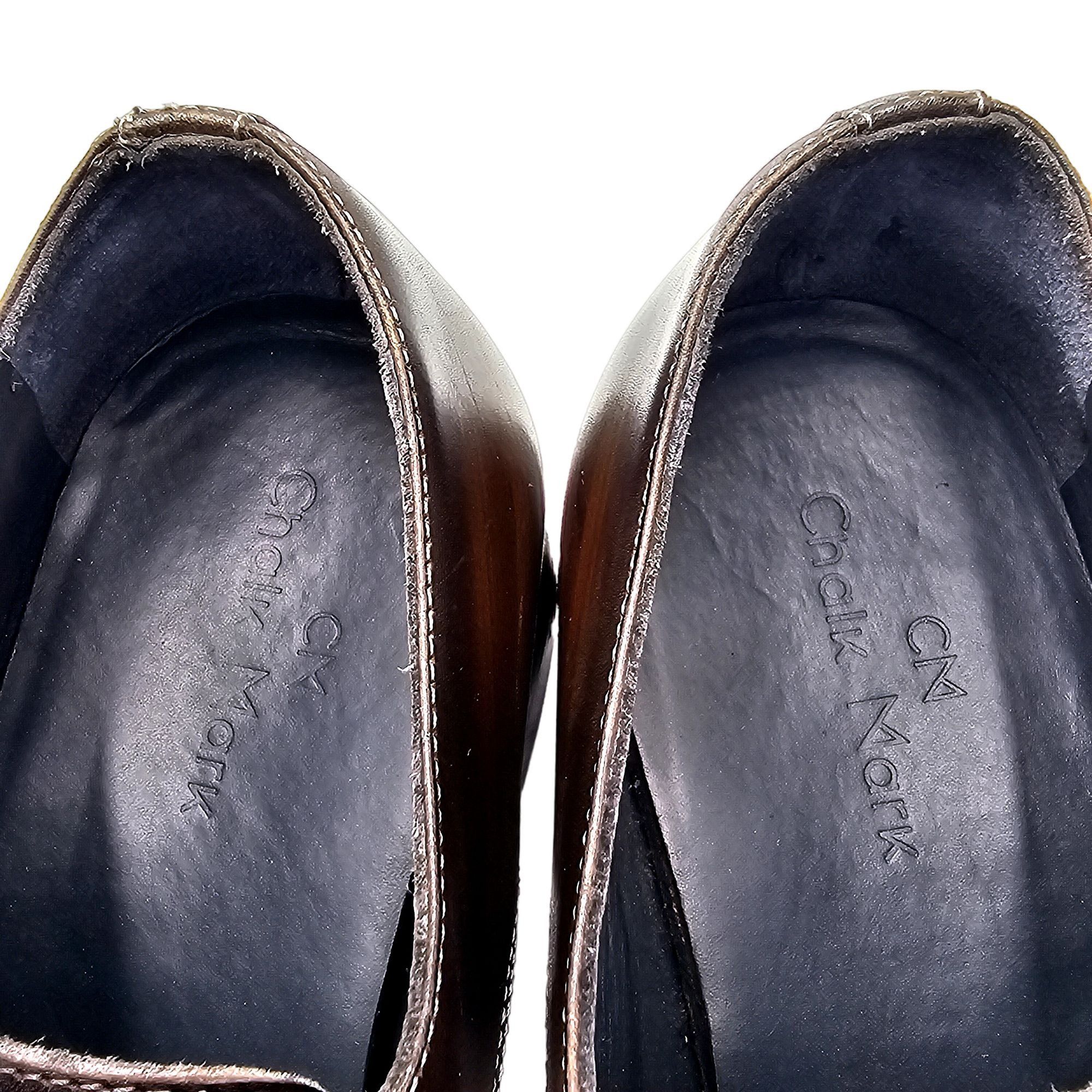 Other Chalk Mark Men's 8.5 Antique Patina Brown Dress Shoes Double Size US 8.5 / EU 41-42 - 5 Thumbnail