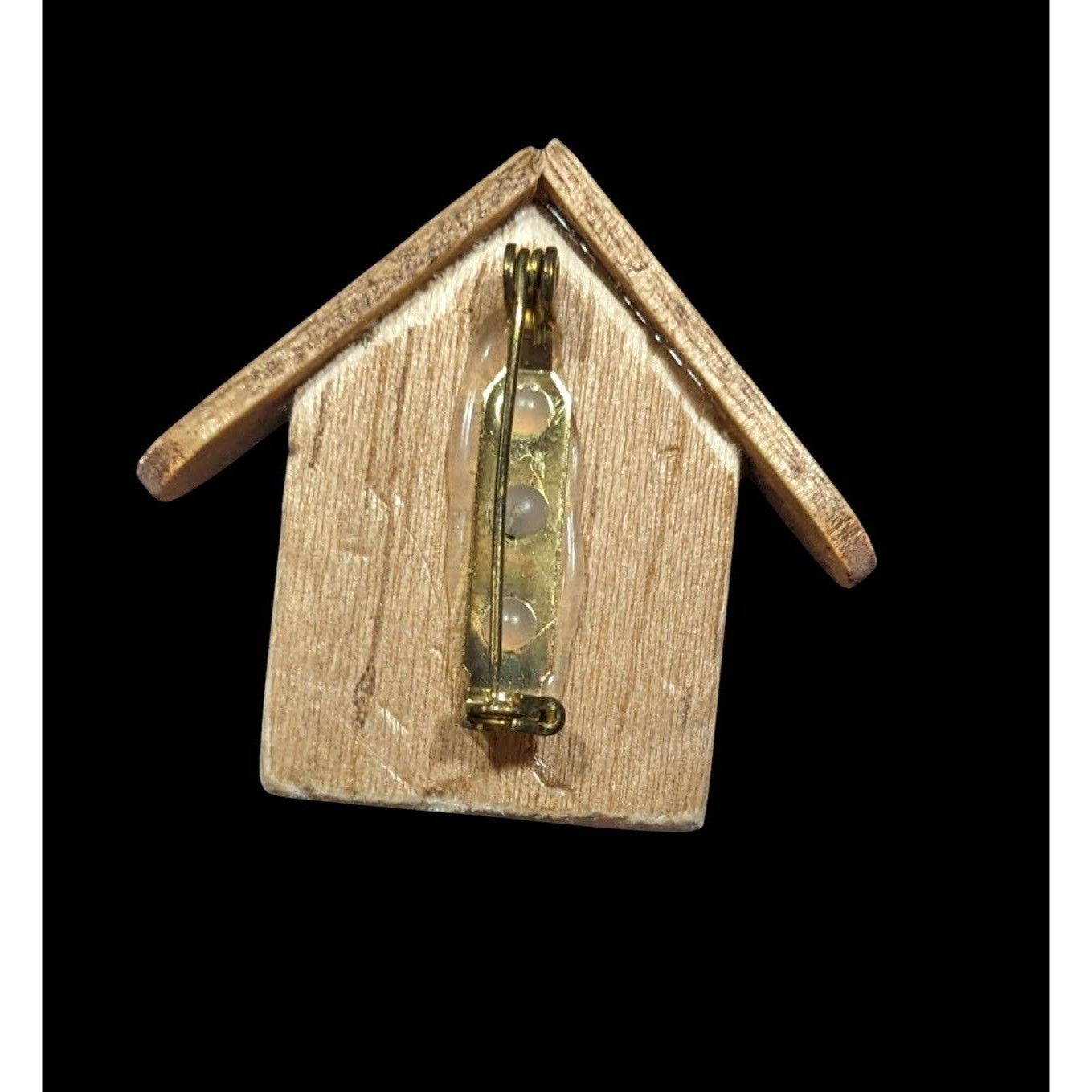 Other Vintage Handmade Wood Birdhouse Brooch With Painted Accents Size ONE SIZE - 2 Thumbnail