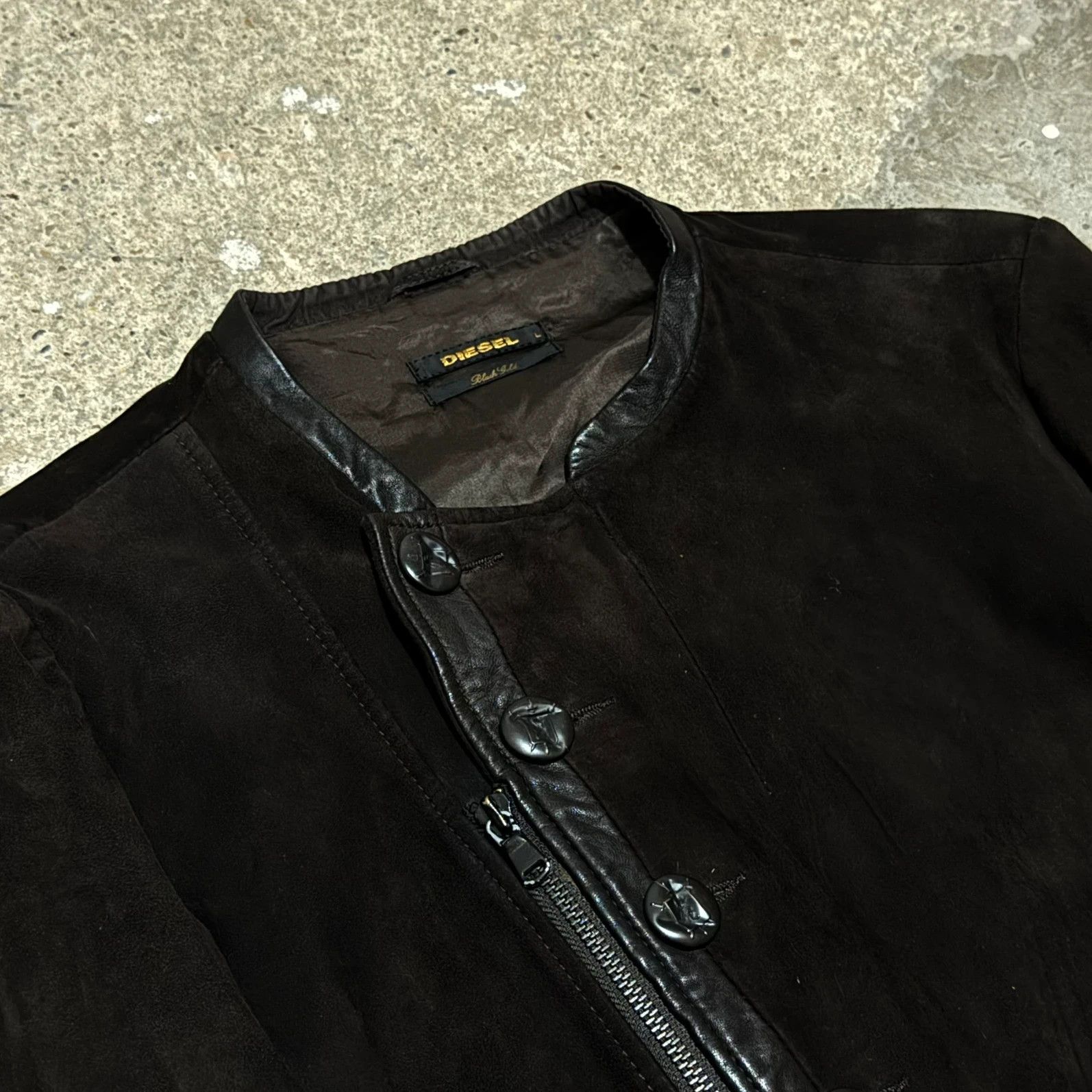Diesel Black Gold Diesel asymmetrical buttons & zip goat leather jacket Size L / US 10 / IT 46 - 3 Thumbnail
