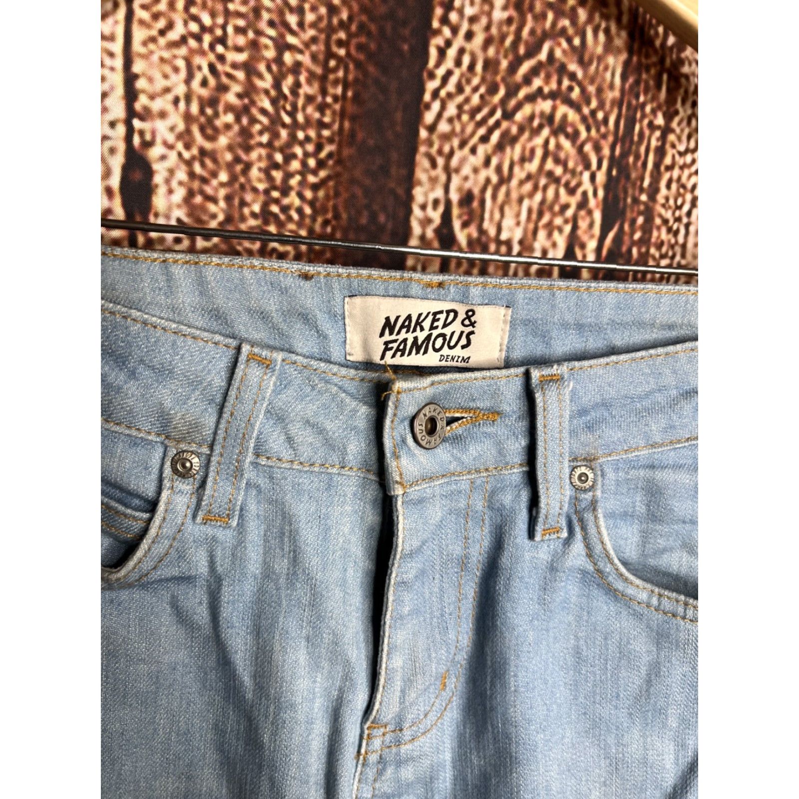 Vintage Naked & Famous Denim Jeans Men’s Skinny 29 Light Blue Inseam 31 Regular Waist 29 N&F Super Guy Mens Jeans Size US 29 - 2 Thumbnail