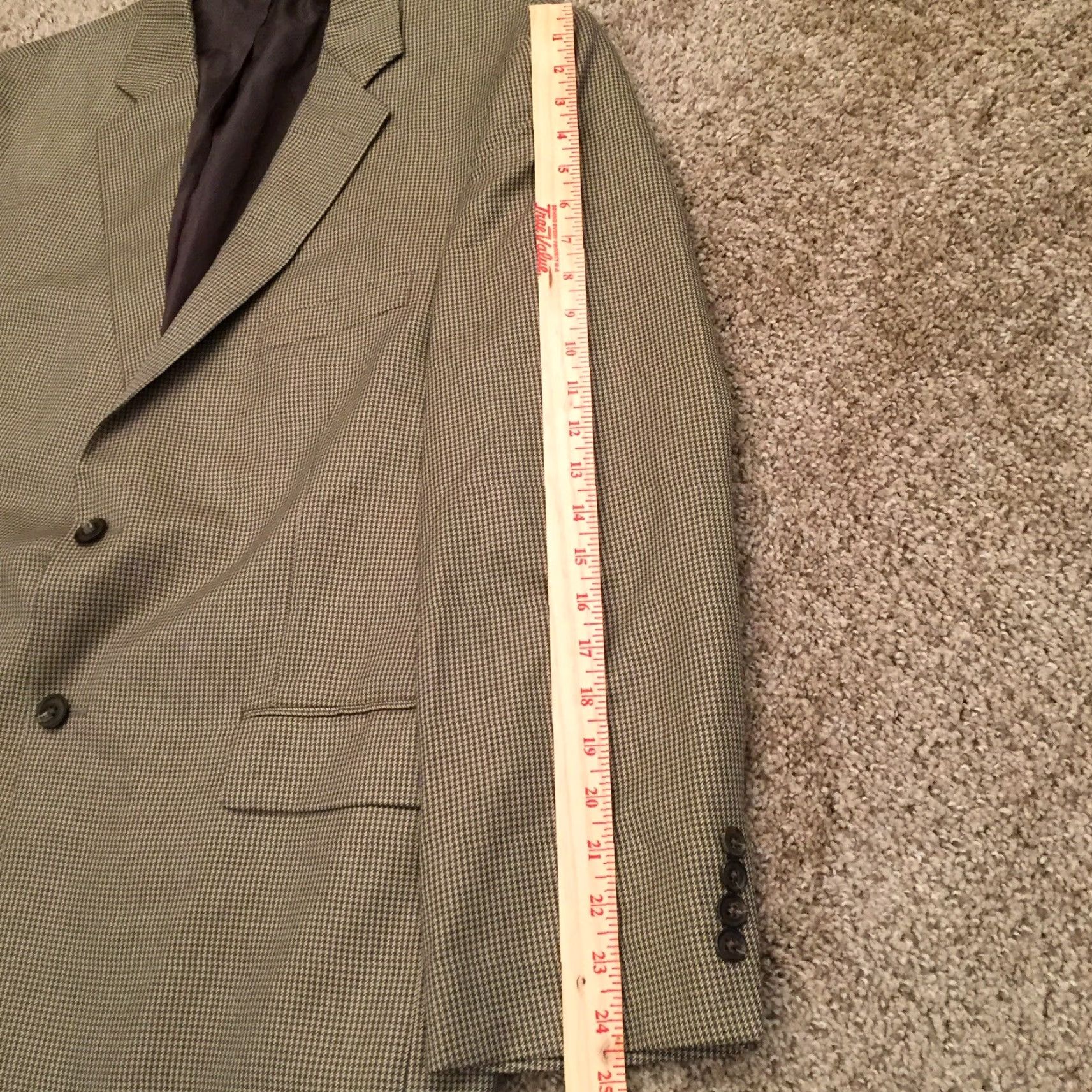 Stafford Stafford Blazer Mens 44R Classic Fit Beige Houndstooth Polyester Blend Jacket/Coat Regular Length Men Size 44R - 3 Thumbnail