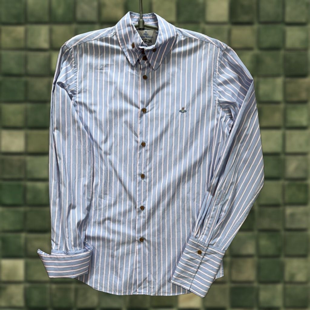 Vivienne Westwood VIVIENNE WESTWOOD MAN Shirt / Striped Slim Fit Blue Pink Long Sleeve Size S EU 46 III / 46 / small Mens Size US S / EU 44-46 / 1 - 1 Thumbnail