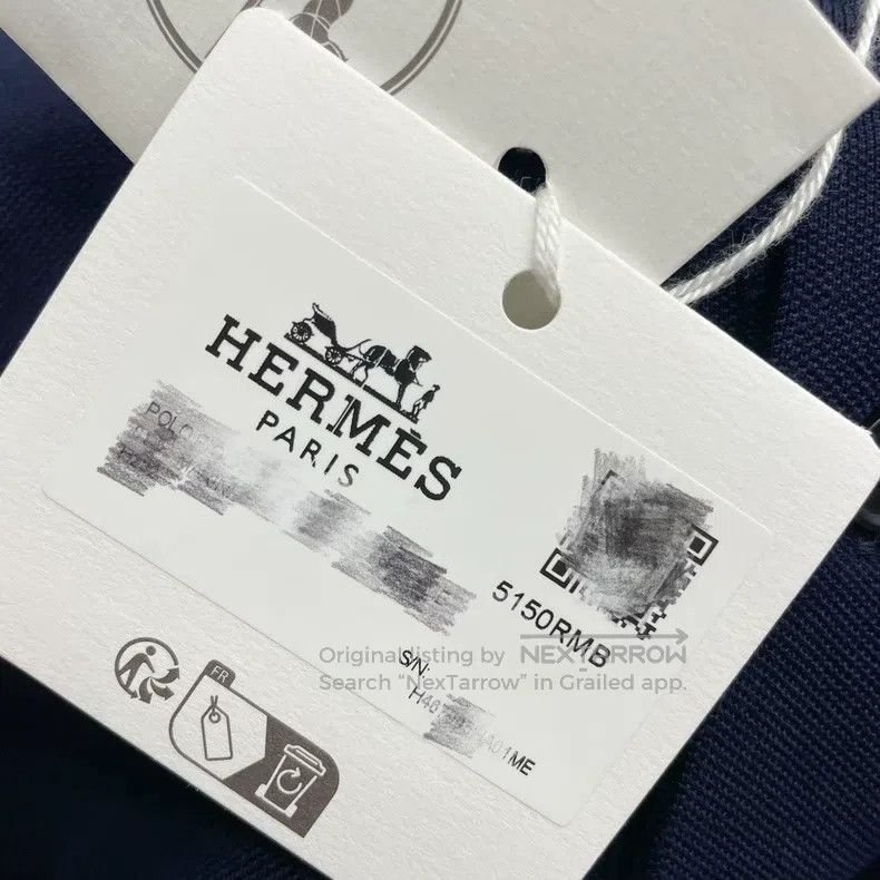 Hermes Hermes Polo shirt, dark blue, classic collar design with w Size US M / EU 48-50 / 2 - 8 Thumbnail