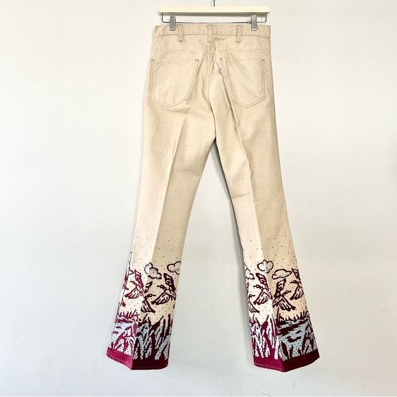 Levi's RARE ARCHIVE 1960s Levi’s White Tab Big E Scenic Bells Print Size 29" - 8 Thumbnail