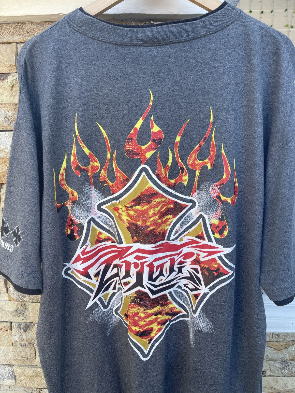 If Six Was Nine × Vintage Last Drop🔥Rare🔥Vintage Gri Gri Fire Big Logo T-Shirt Size US XXL / EU 58 / 5 - 4 Thumbnail