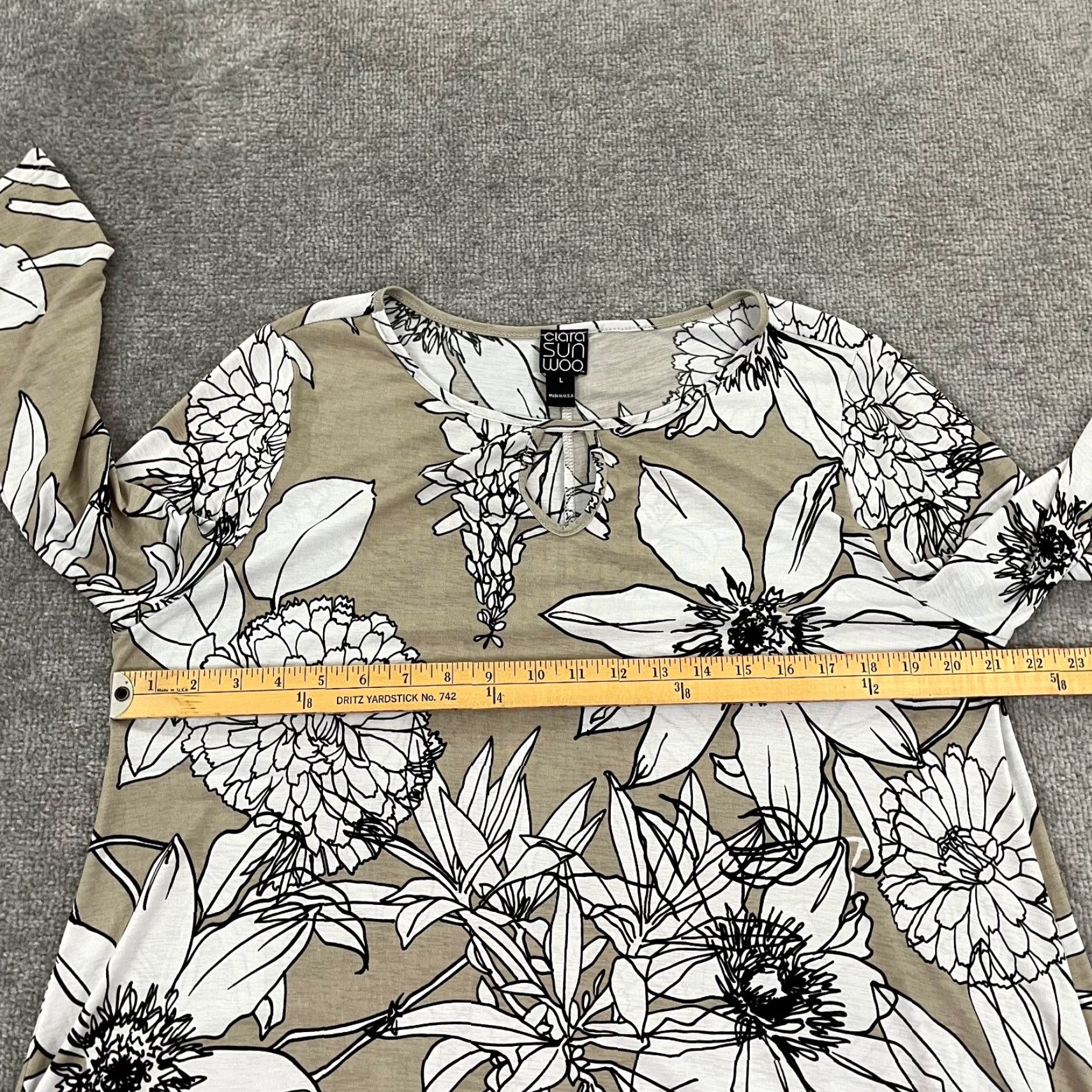 Vintage **CLARA SUN WOO Womens Large Floral Tunic Shirt 3/4 Sleeve** User: **CLARA SUN WOO Large Floral Tunic Shirt for Women 3/4 Sleeve** Size L / US 10 / IT 46 - 3 Thumbnail