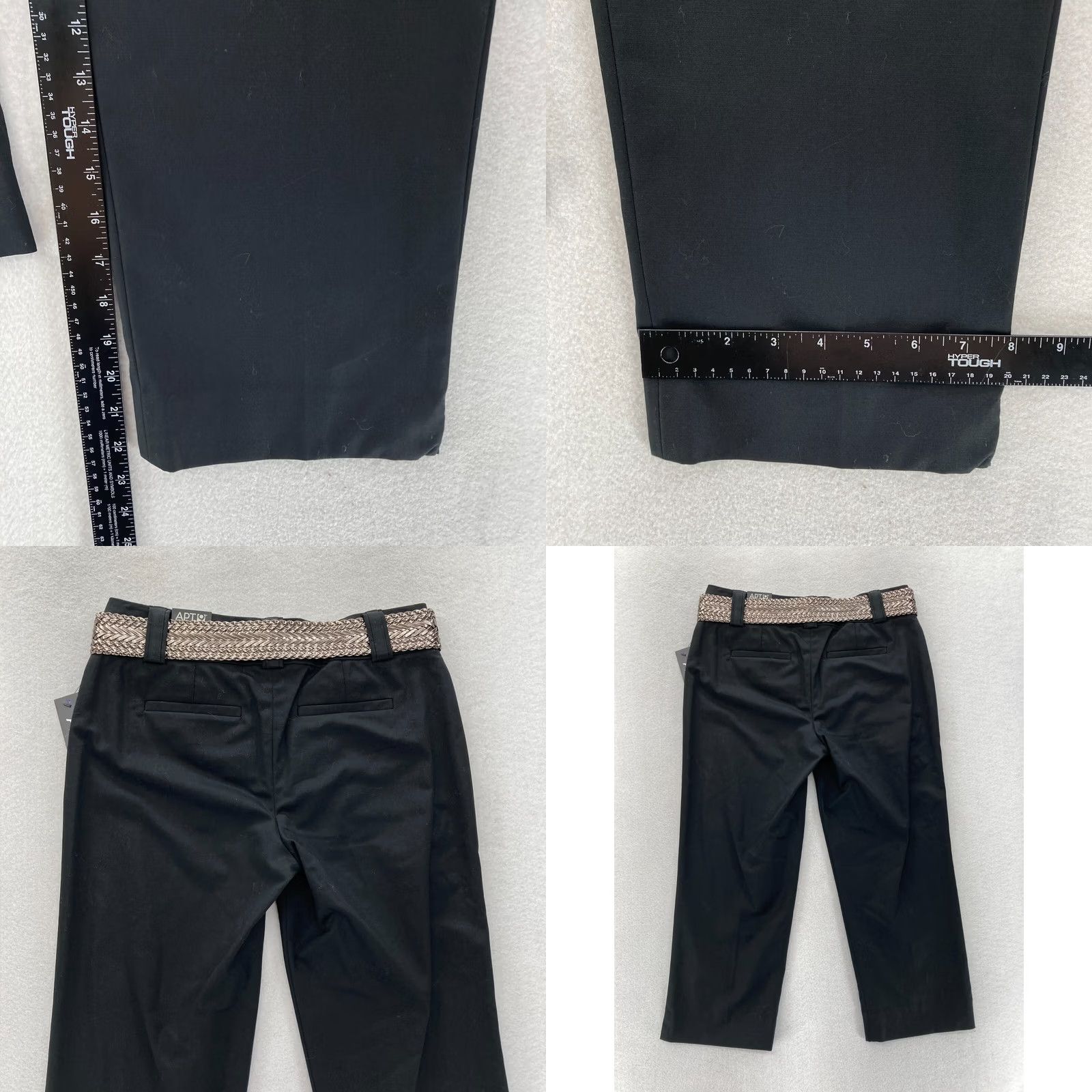 Apt. 9 Apt. 9 Maxwell Capri Pants Women's 4 Black Stretch Mid Rise Straight Belted NWT Size 28" / US 6 / IT 42 - 8 Thumbnail