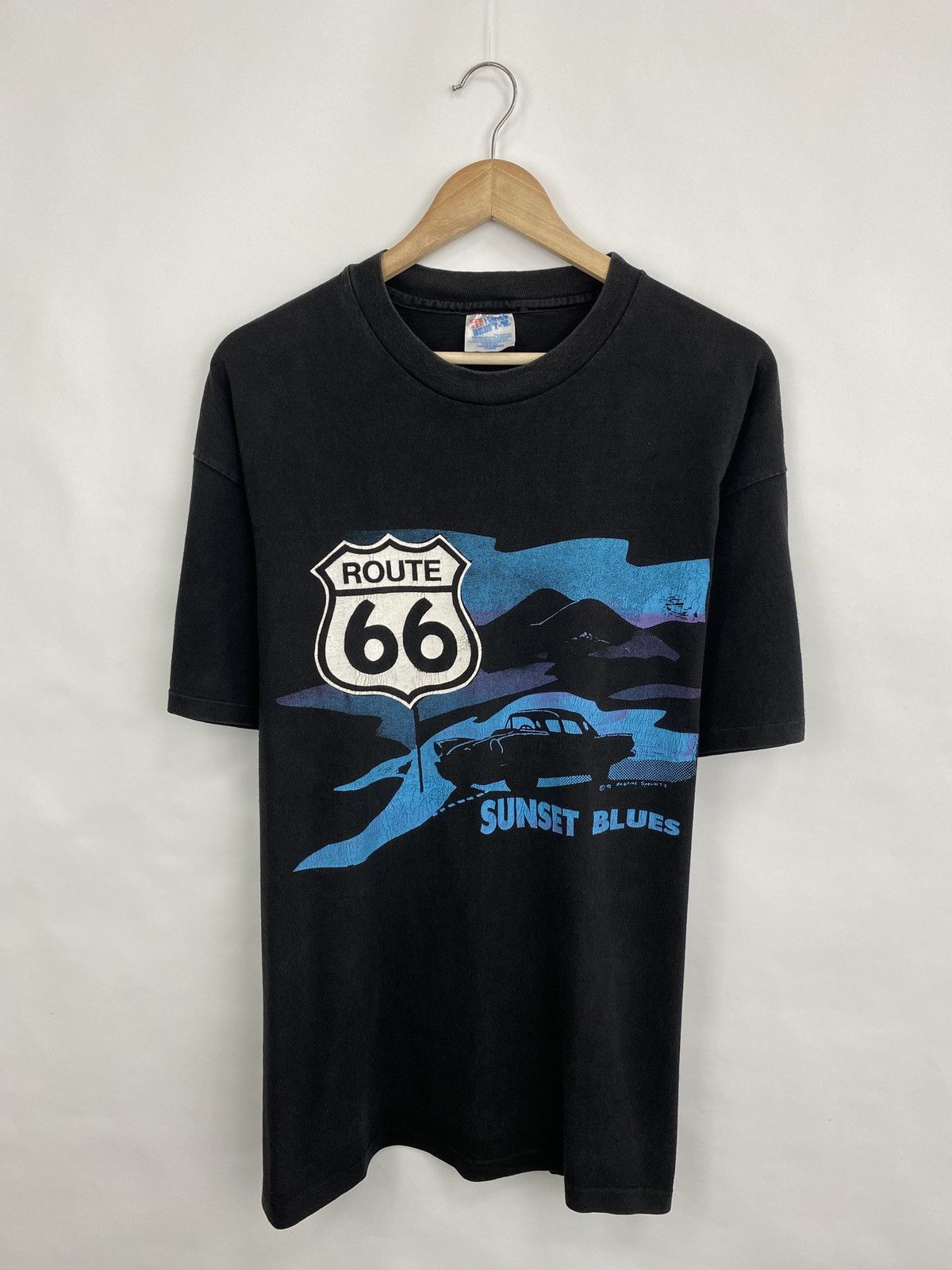 Route 66 🇺🇸 Vintage 1992 Route 66 Sunset Blues Hanes T-Shirt Y2K Retro Size US XL / EU 56 / 4 - 3 Thumbnail