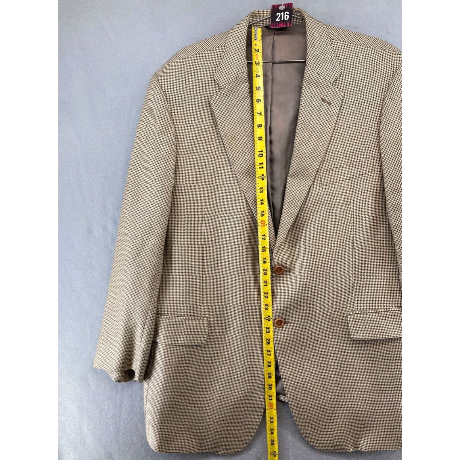 Vintage Roberto Zanieri Jacket Mens 46L Wool Blend Houndstooth Tan Italy Made Size US S / EU 44-46 / 1 - 3 Thumbnail