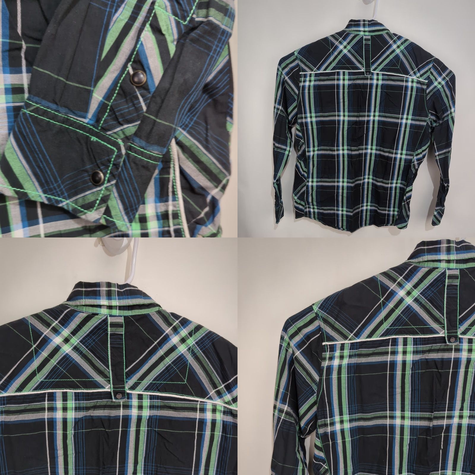 BKE BKE Athletic Fit Pearl Snap Shirt Mens Black Plaid Long Sleeve Large Western Shirt Size US L / EU 52-54 / 3 - 9 Thumbnail