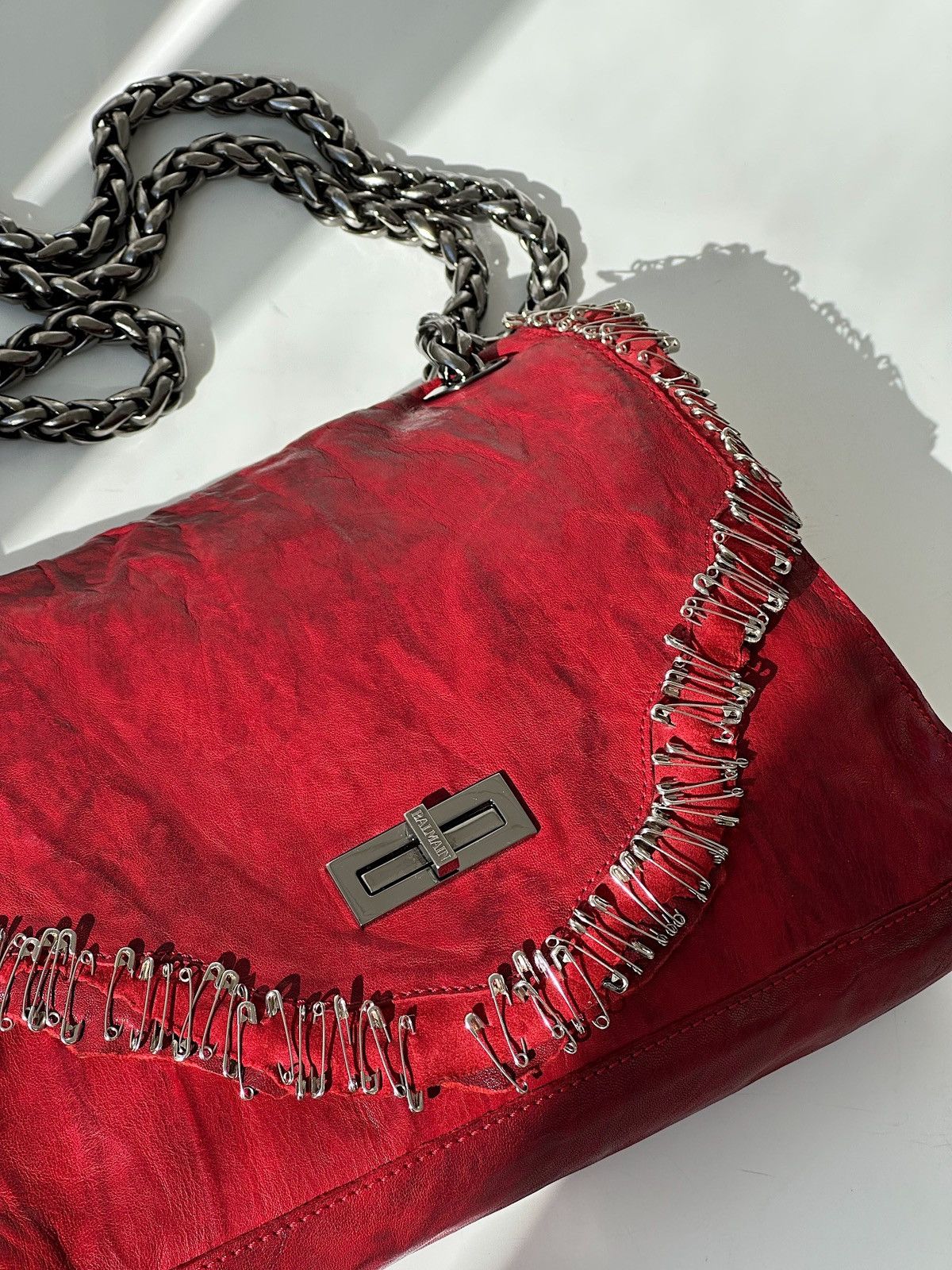 Balmain BALMAIN by Decarnin SS2011 Safety Pin Red Leather Bag runway Size ONE SIZE - 24 Thumbnail