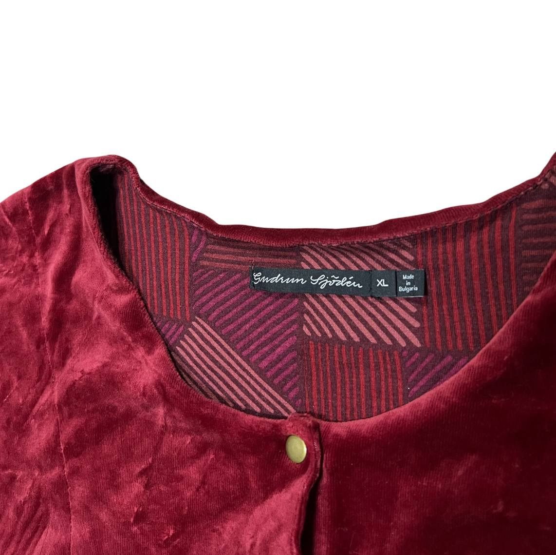 Gudrun Sjoden GUDRUN SJODEN RED ORGANIC COTTON VELOUR TOP POCKETS TUNIC XL Size XL / US 12-14 / IT 48-50 - 4 Thumbnail