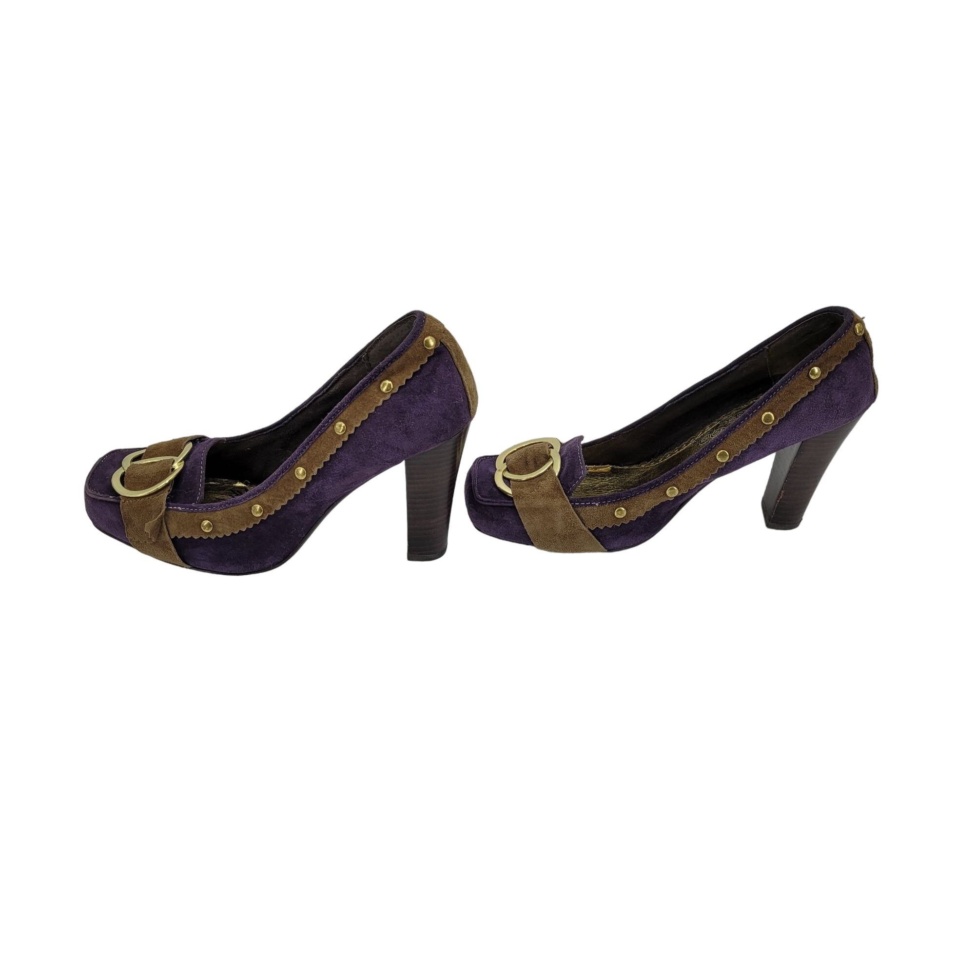 Other Naughty Monkey Heels Pumps Leather Purple Pirate Witchcore G Size US 8.5 / IT 38.5 - 5 Thumbnail
