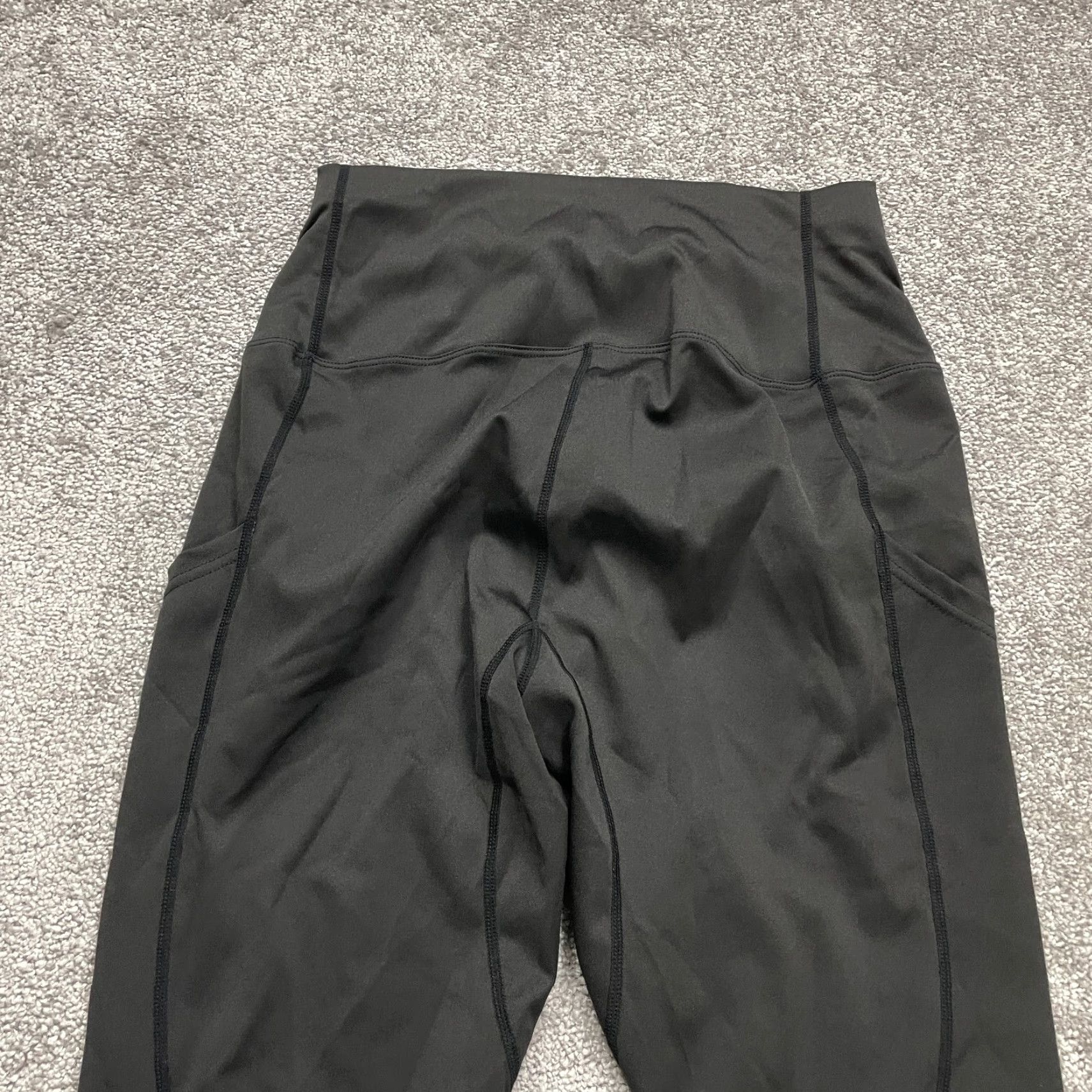 Vintage Unbranded Compression Leggings Women Large Black High Rise Pocket Active 28x25.5 Size 36" / US 14 / IT 50 - 3 Thumbnail