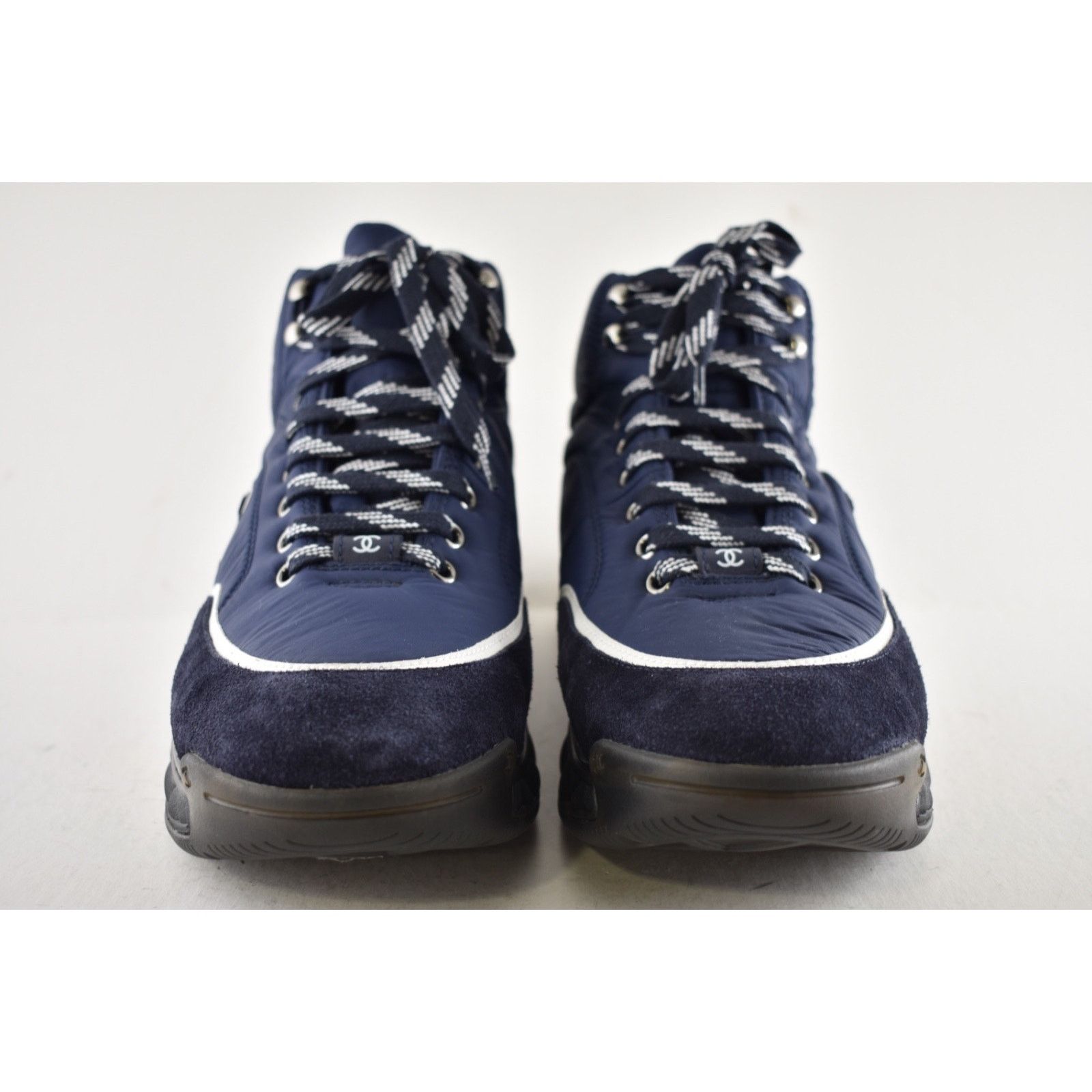 Chanel Chanel 19B Blue Quilted Platform CC Logo High Top Trainer Size US 11 / EU 44 - 7 Thumbnail