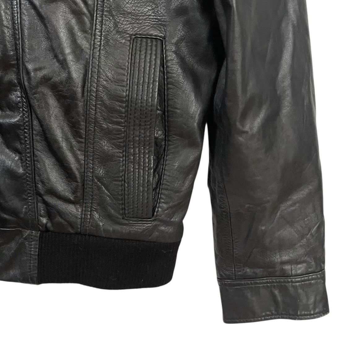Black Rivet Black Rivet Leather Bomber Jacket w/ Removable Hoodie Medium Size US M / EU 48-50 / 2 - 7 Thumbnail