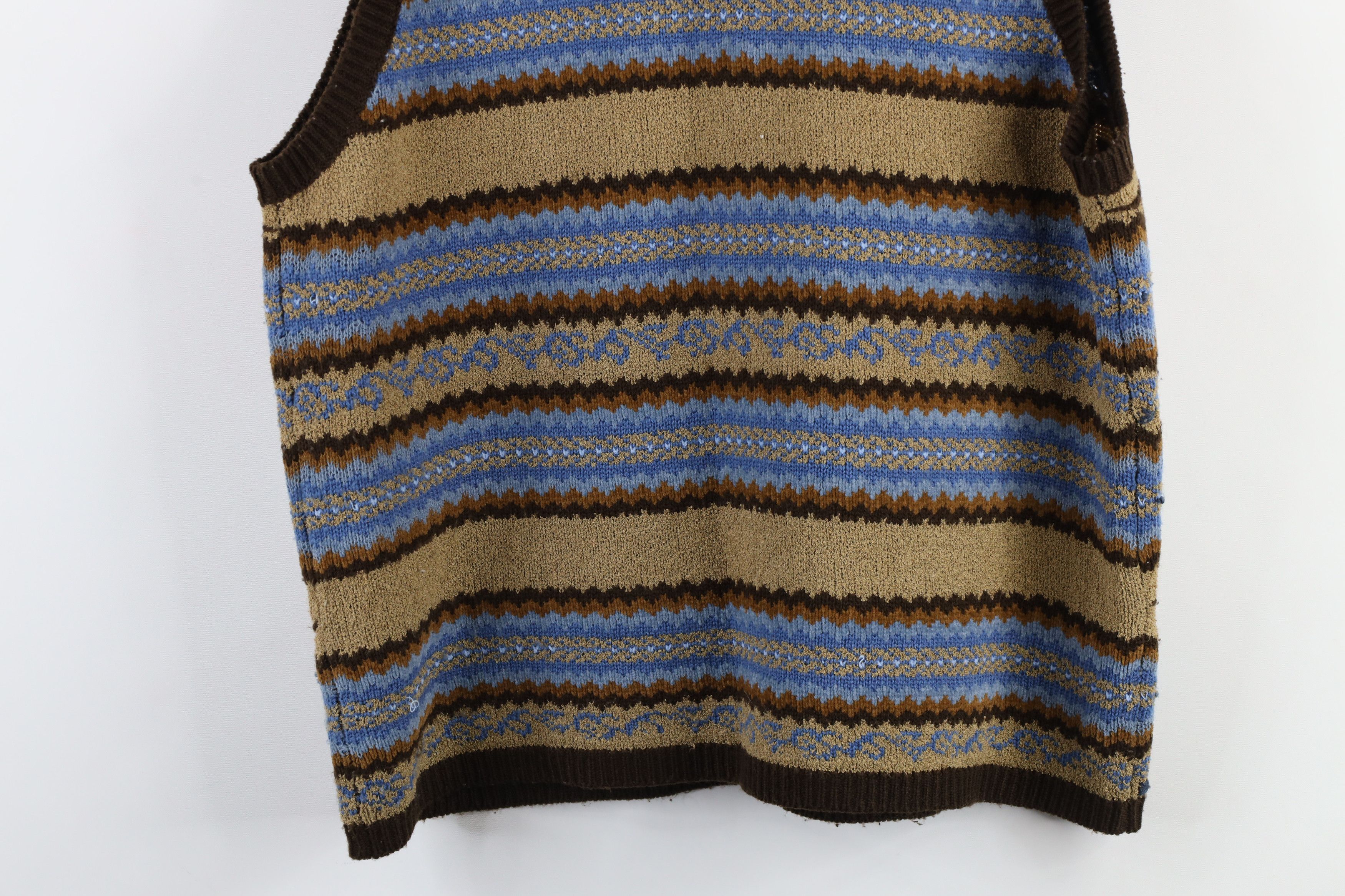 Vintage Vintage 90s Streetwear Flower Fair Isle Sweater Vest Size XL / US 12-14 / IT 48-50 - 9 Thumbnail